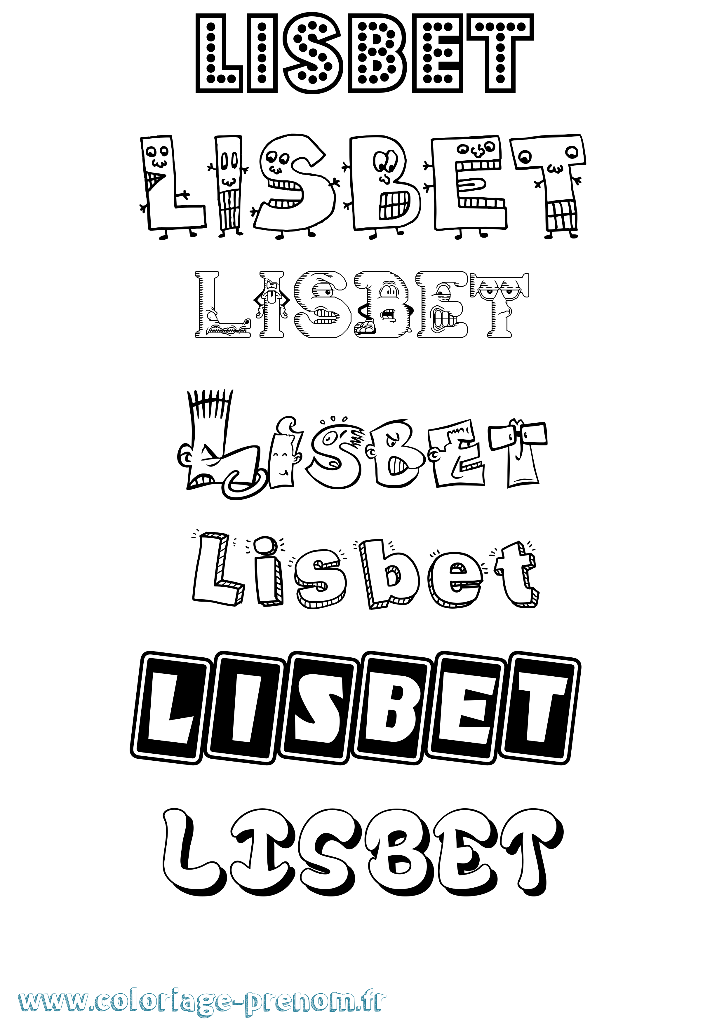 Coloriage Lisbet Fun Coloriage prénom Lisbet Fun