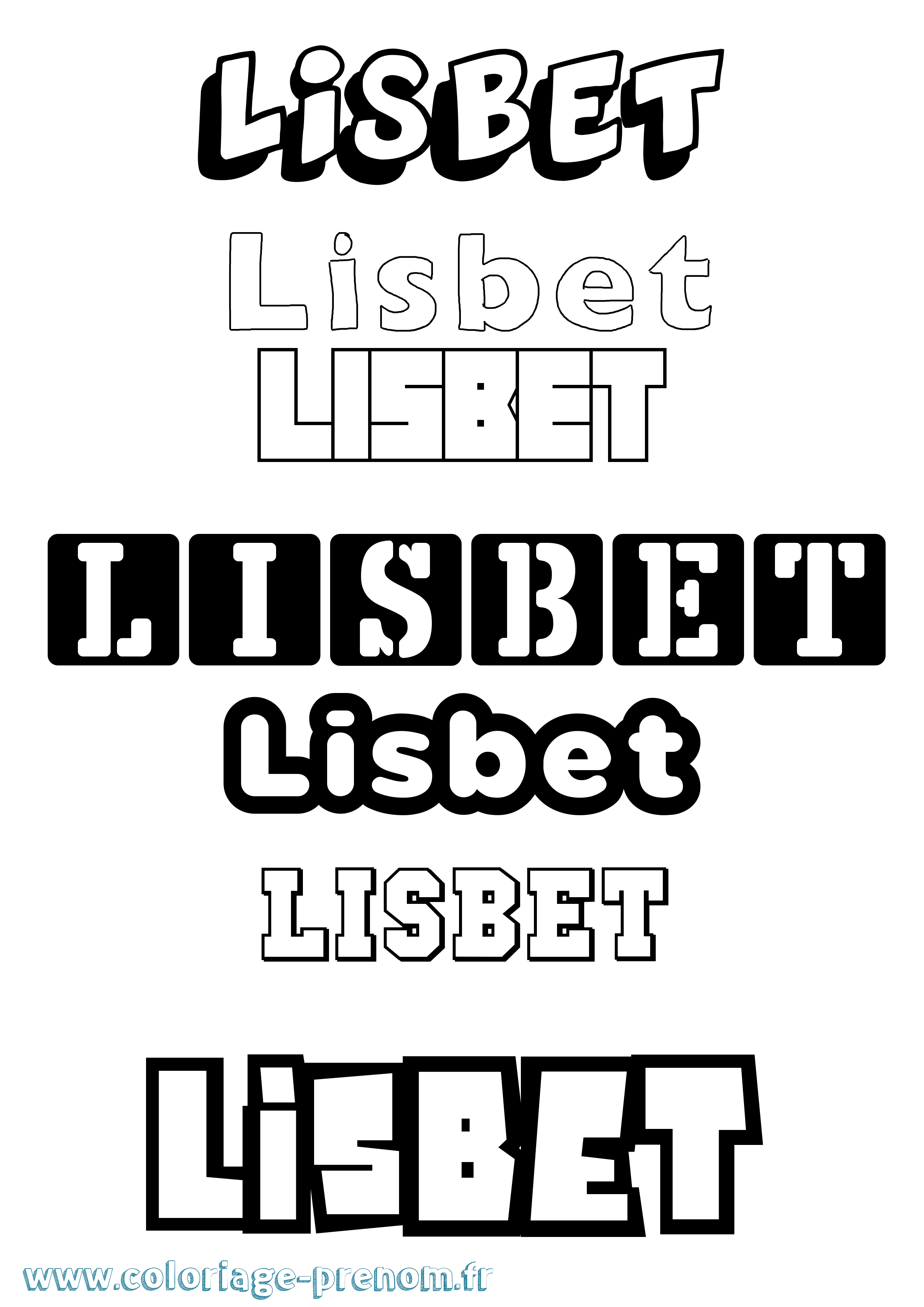 Coloriage Lisbet Simple Coloriage prénom Lisbet Simple