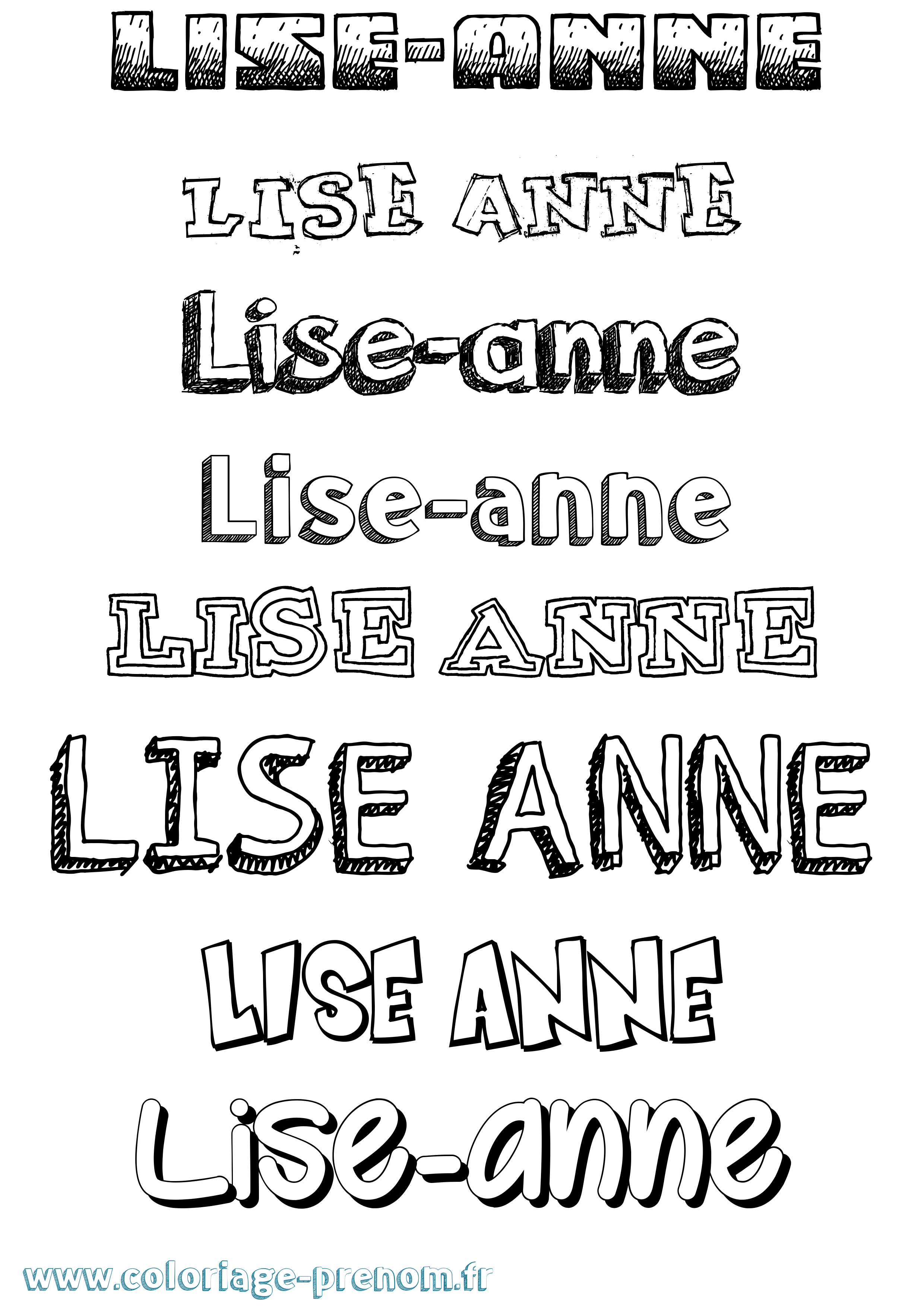 Coloriage Lise-Anne Dessiné Coloriage prénom Lise-Anne Dessiné