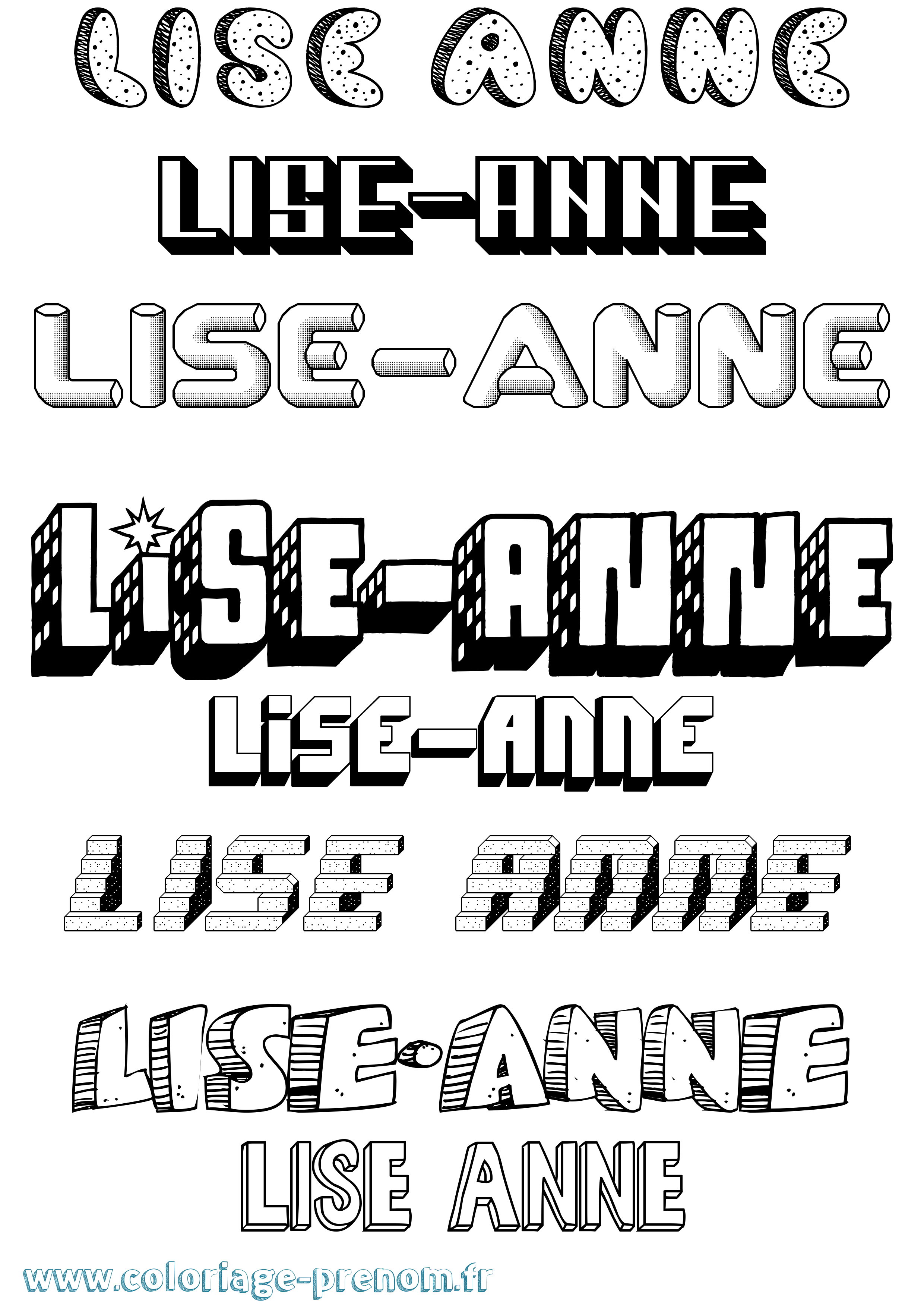 Coloriage Lise-Anne Effet 3D Coloriage prénom Lise-Anne Effet 3D