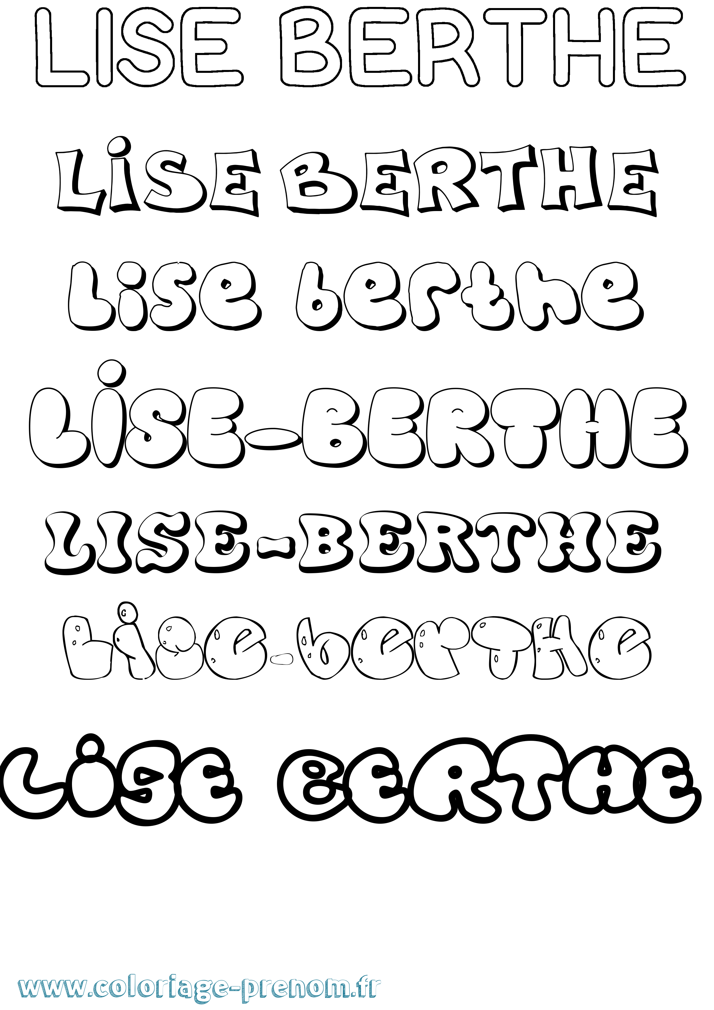 Coloriage Lise-Berthe Bubble Coloriage prénom Lise-Berthe Bubble