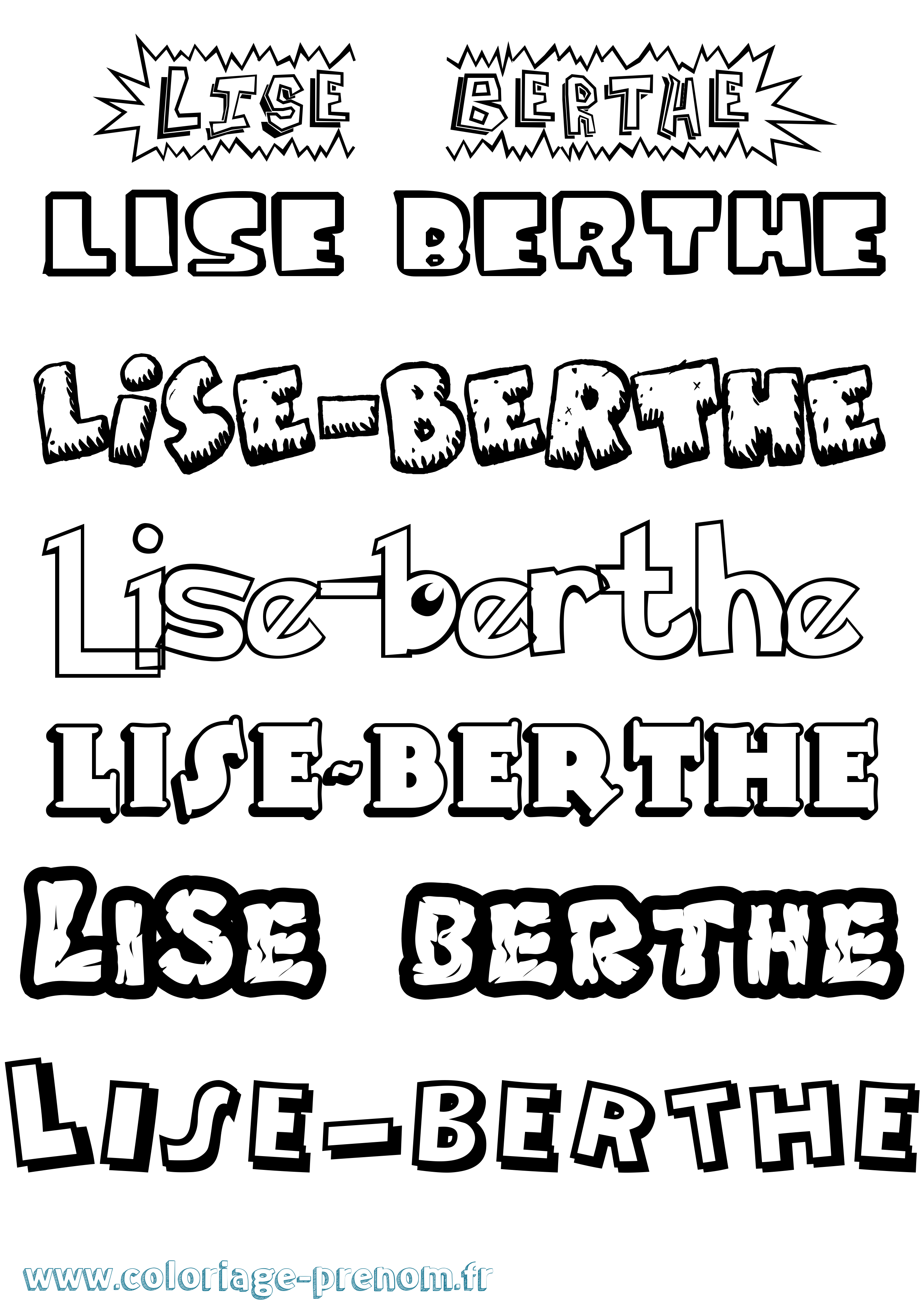 Coloriage Lise-Berthe Dessin Animé Coloriage prénom Lise-Berthe Dessin Animé