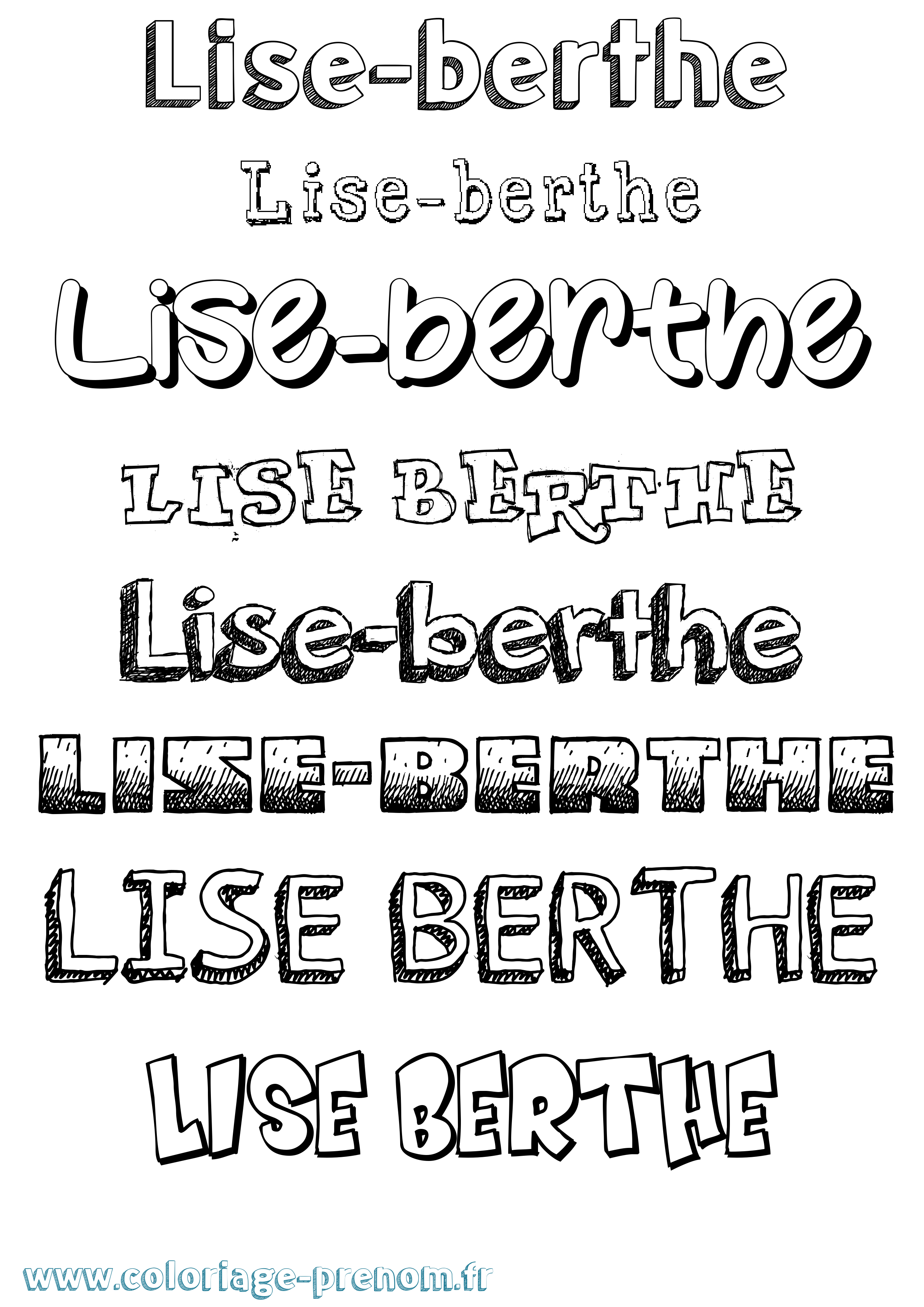 Coloriage Lise-Berthe Dessiné Coloriage prénom Lise-Berthe Dessiné