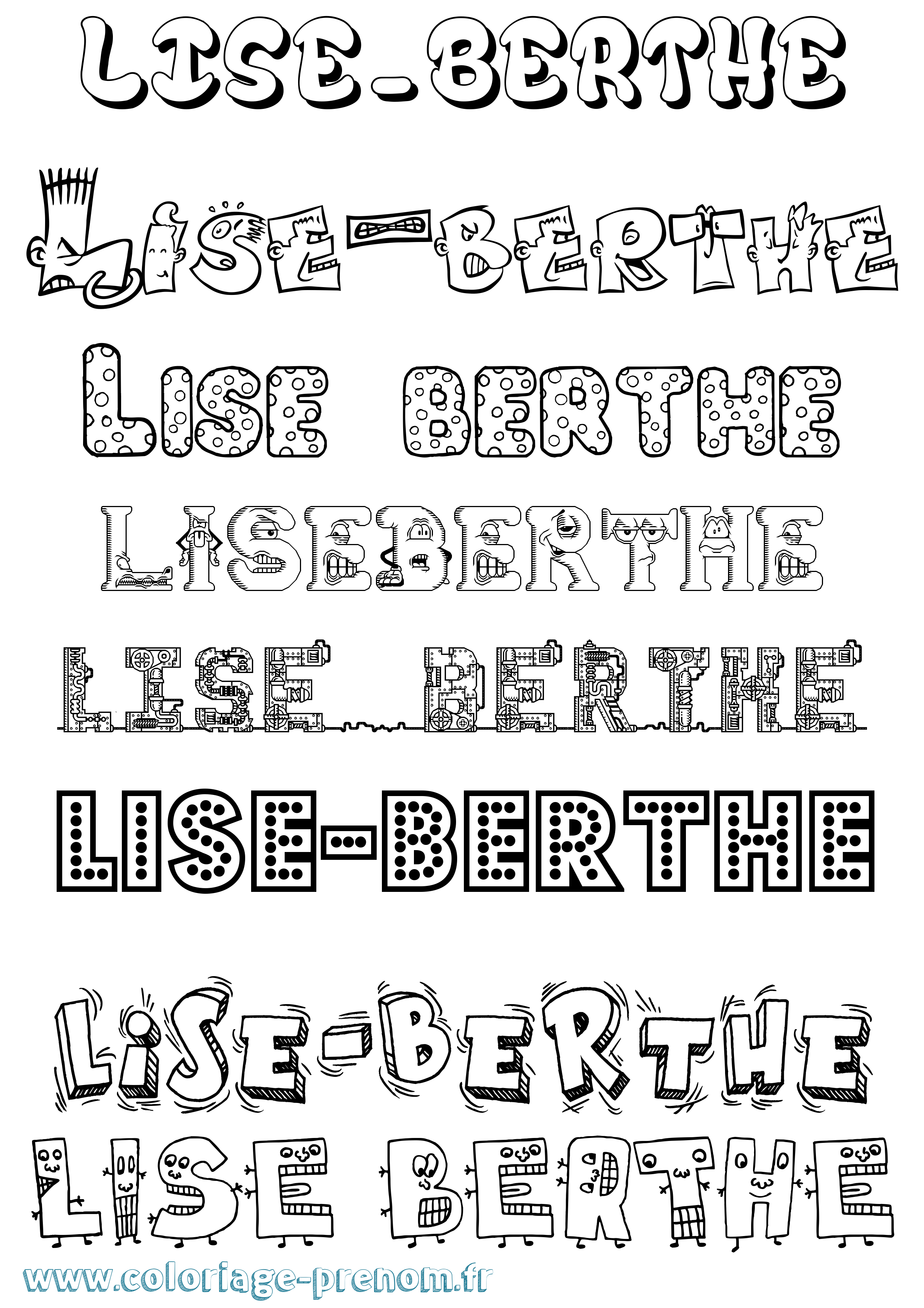 Coloriage Lise-Berthe Fun Coloriage prénom Lise-Berthe Fun