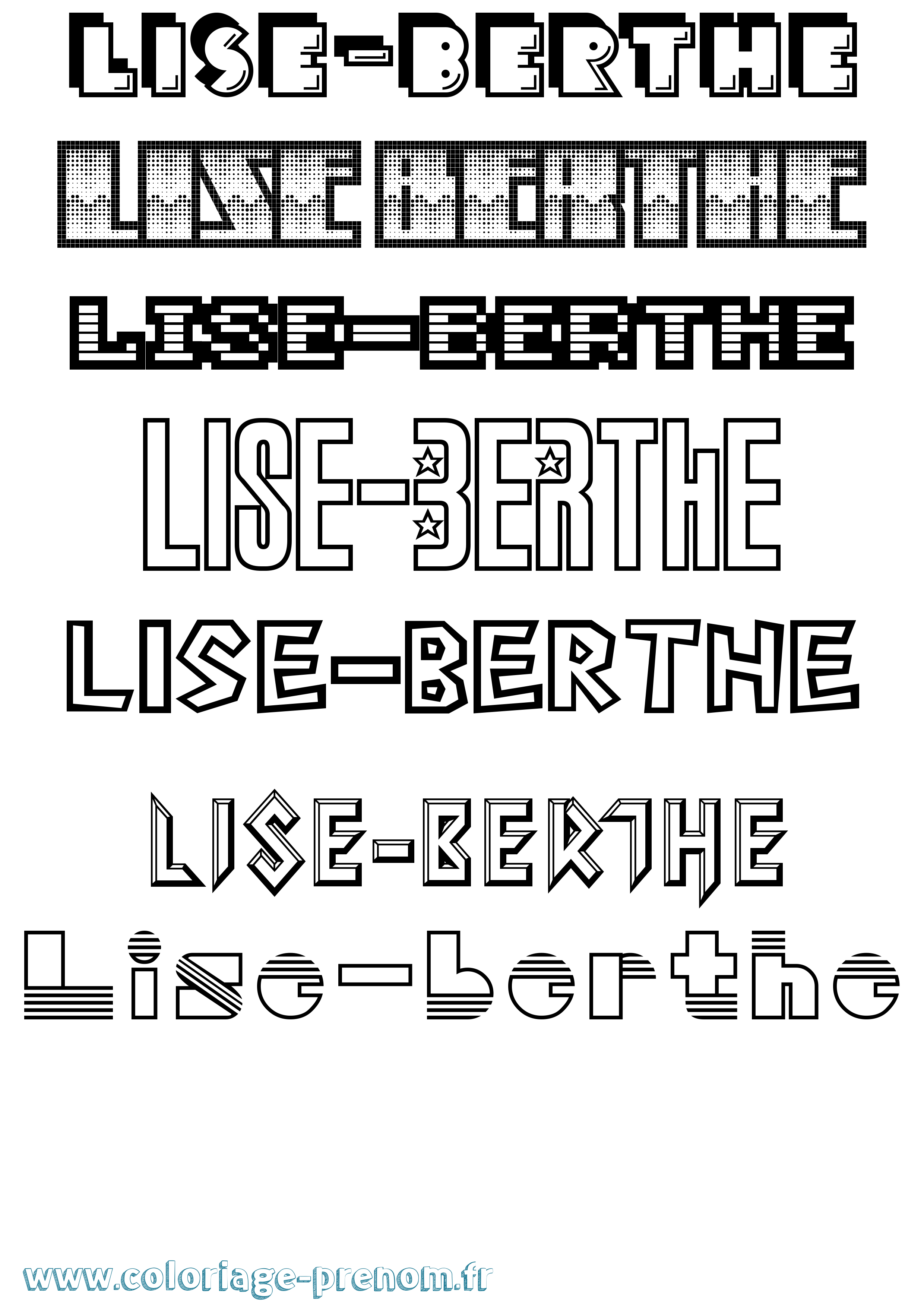 Coloriage Lise-Berthe Jeux Vidéos Coloriage prénom Lise-Berthe Jeux Vidéos