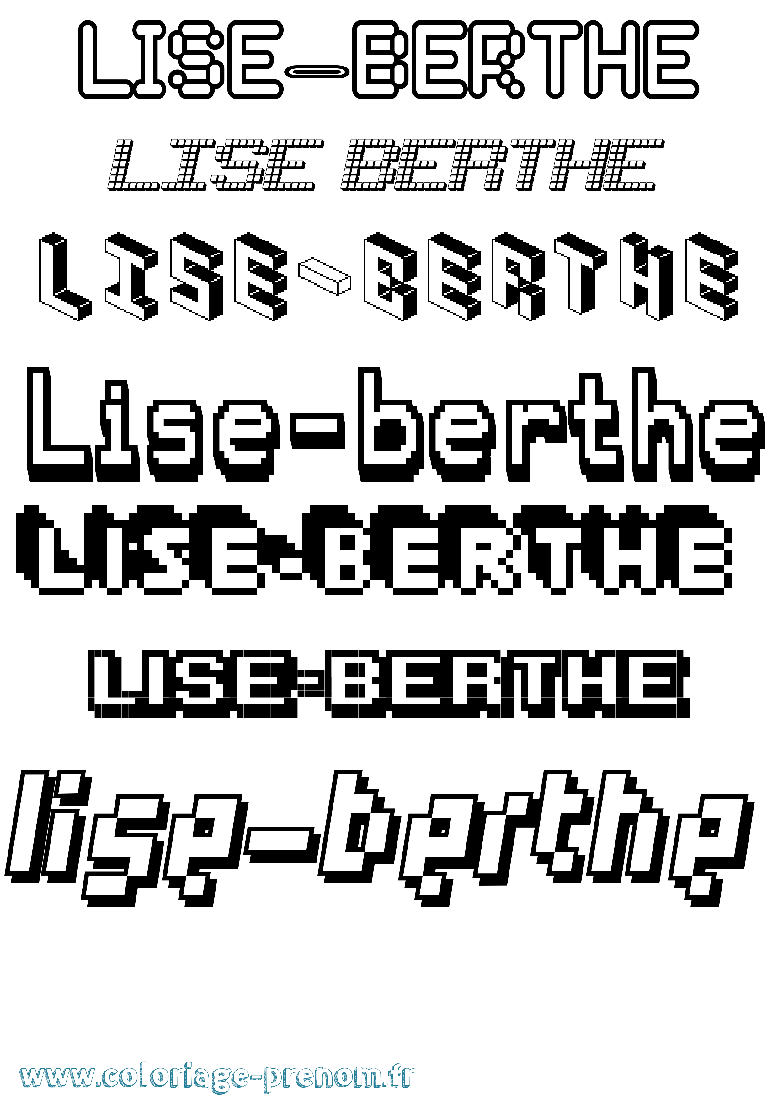 Coloriage Lise-Berthe Pixel Coloriage prénom Lise-Berthe Pixel