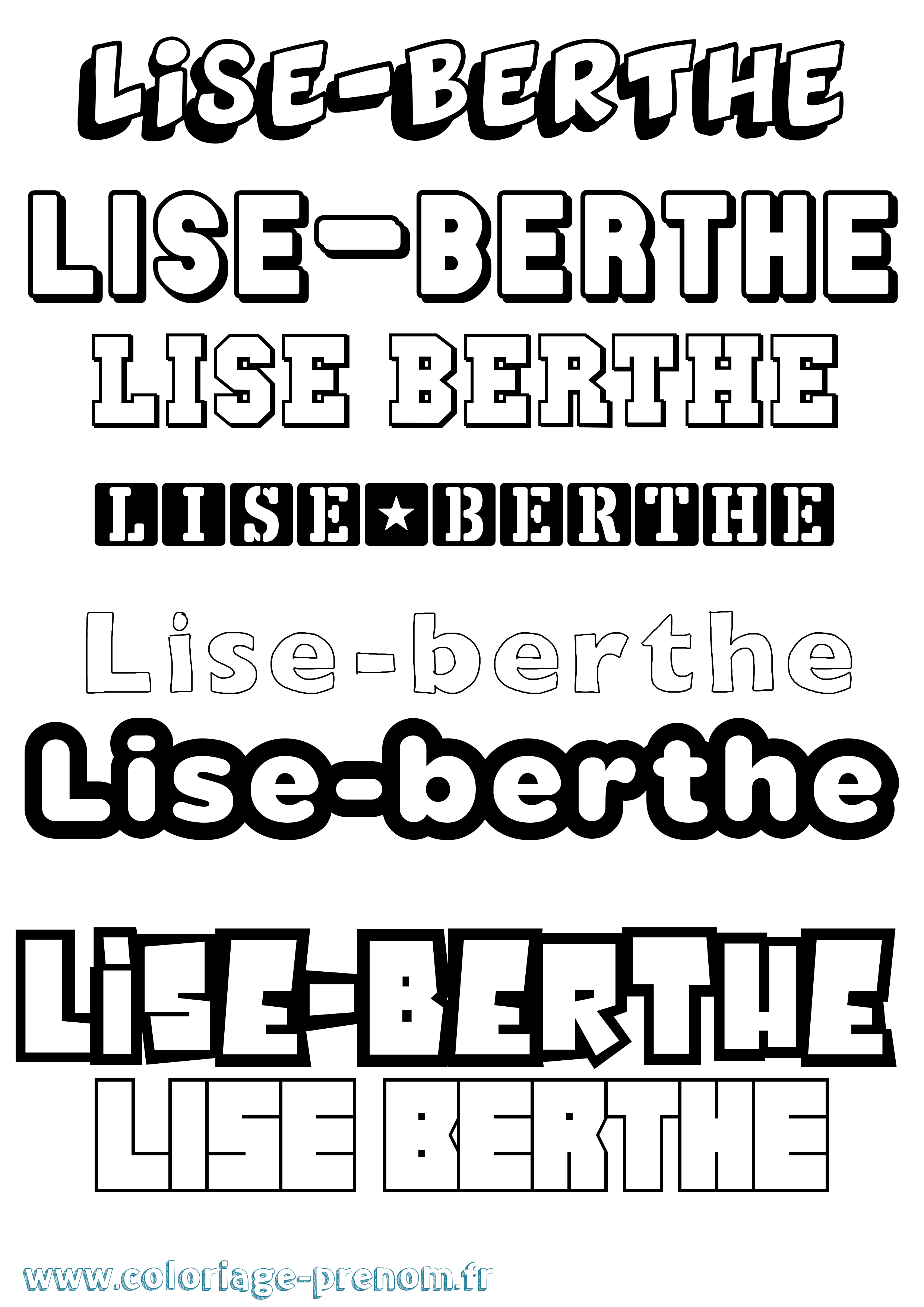 Coloriage Lise-Berthe Simple Coloriage prénom Lise-Berthe Simple