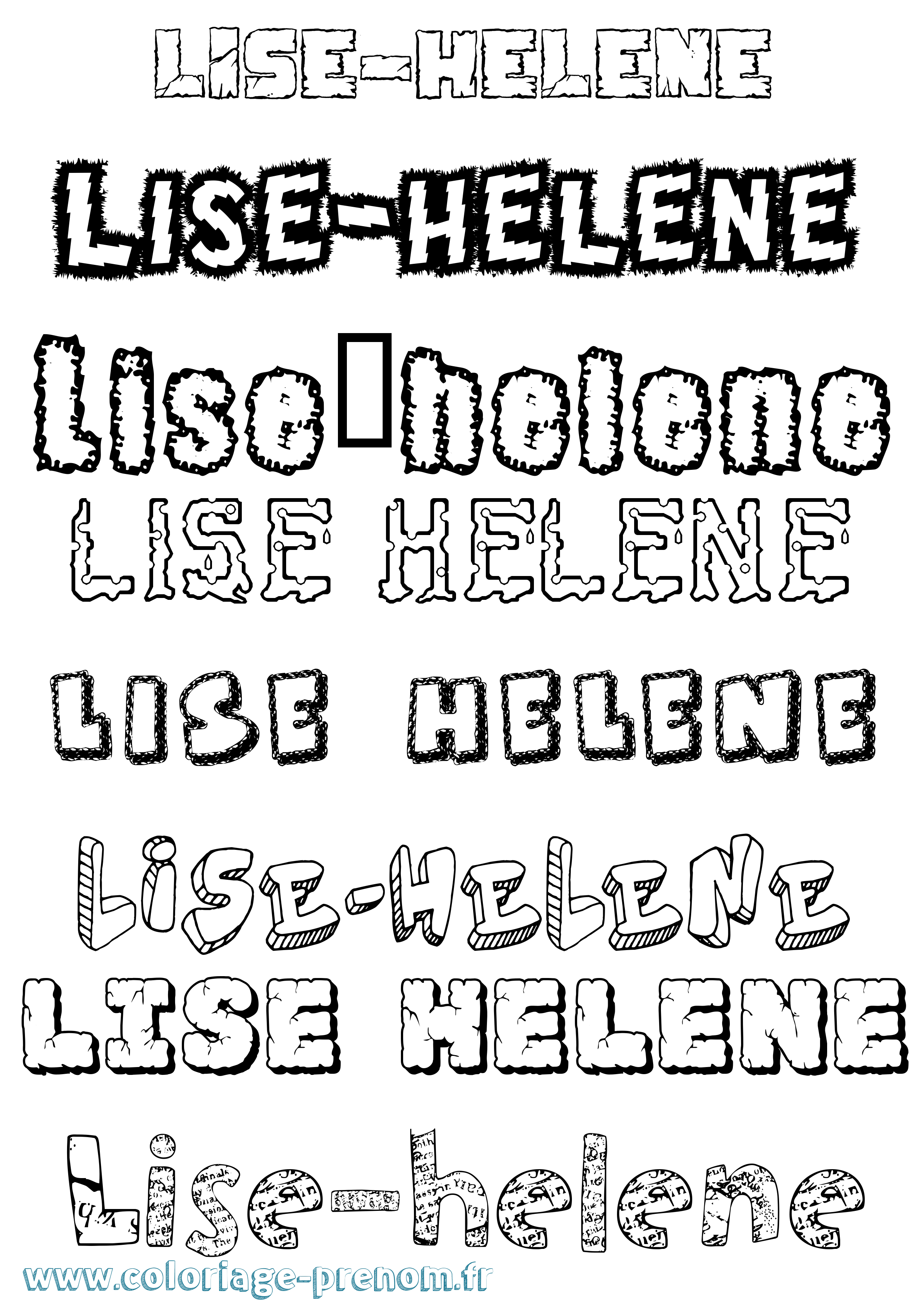 Coloriage Lise-Hélène Destructuré Coloriage prénom Lise-Hélène Destructuré