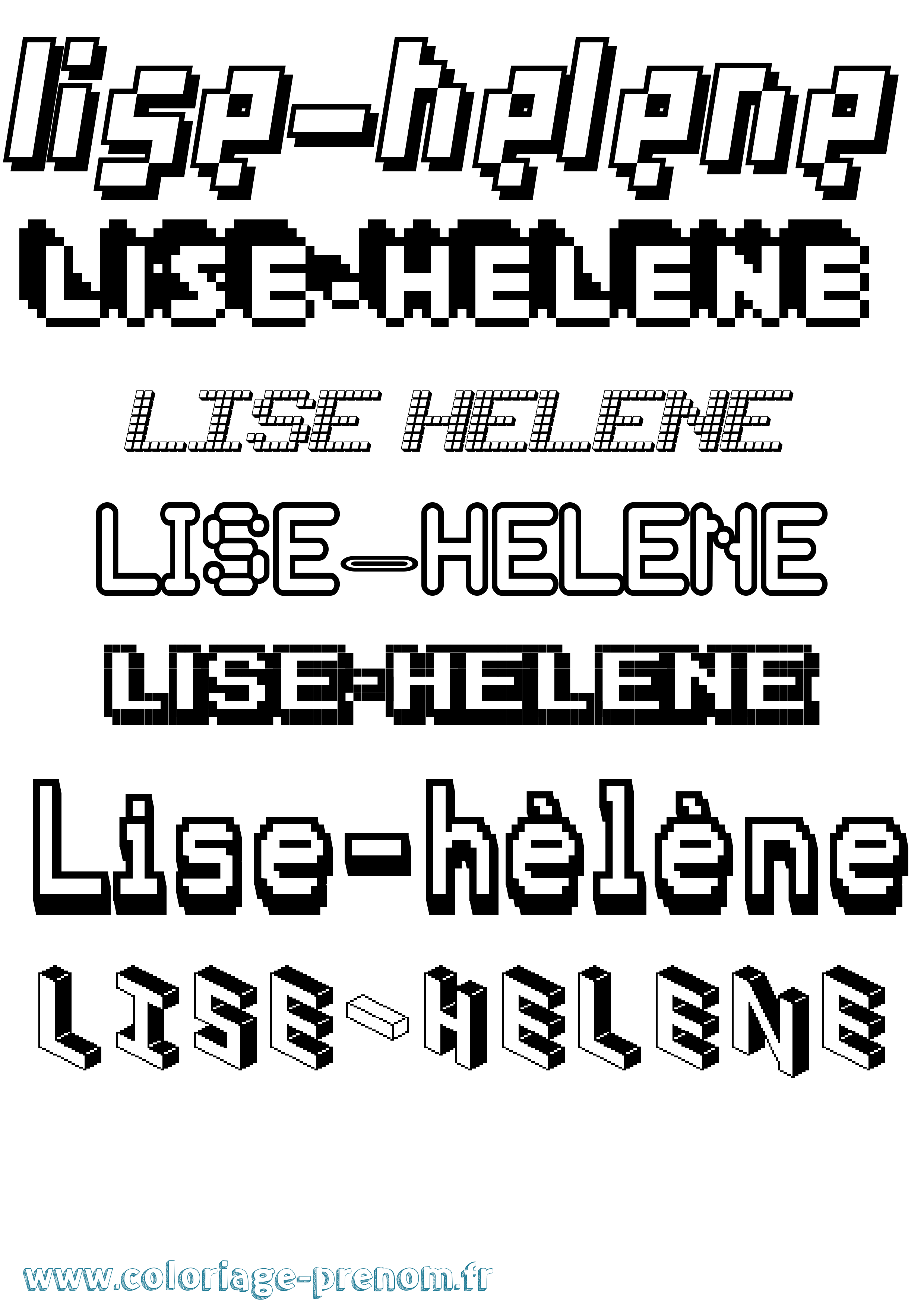 Coloriage Lise-Hélène Pixel Coloriage prénom Lise-Hélène Pixel
