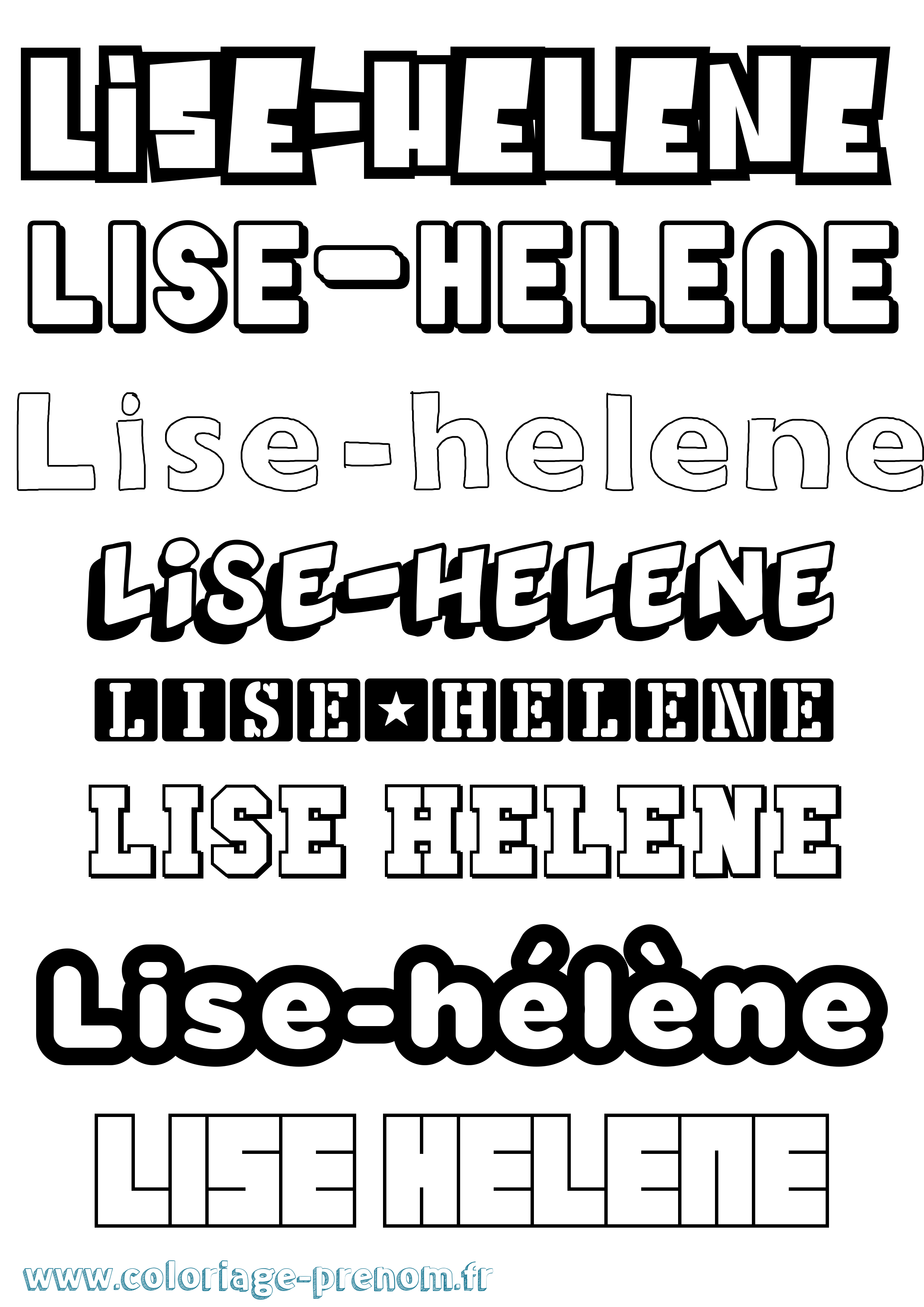 Coloriage Lise-Hélène Simple Coloriage prénom Lise-Hélène Simple
