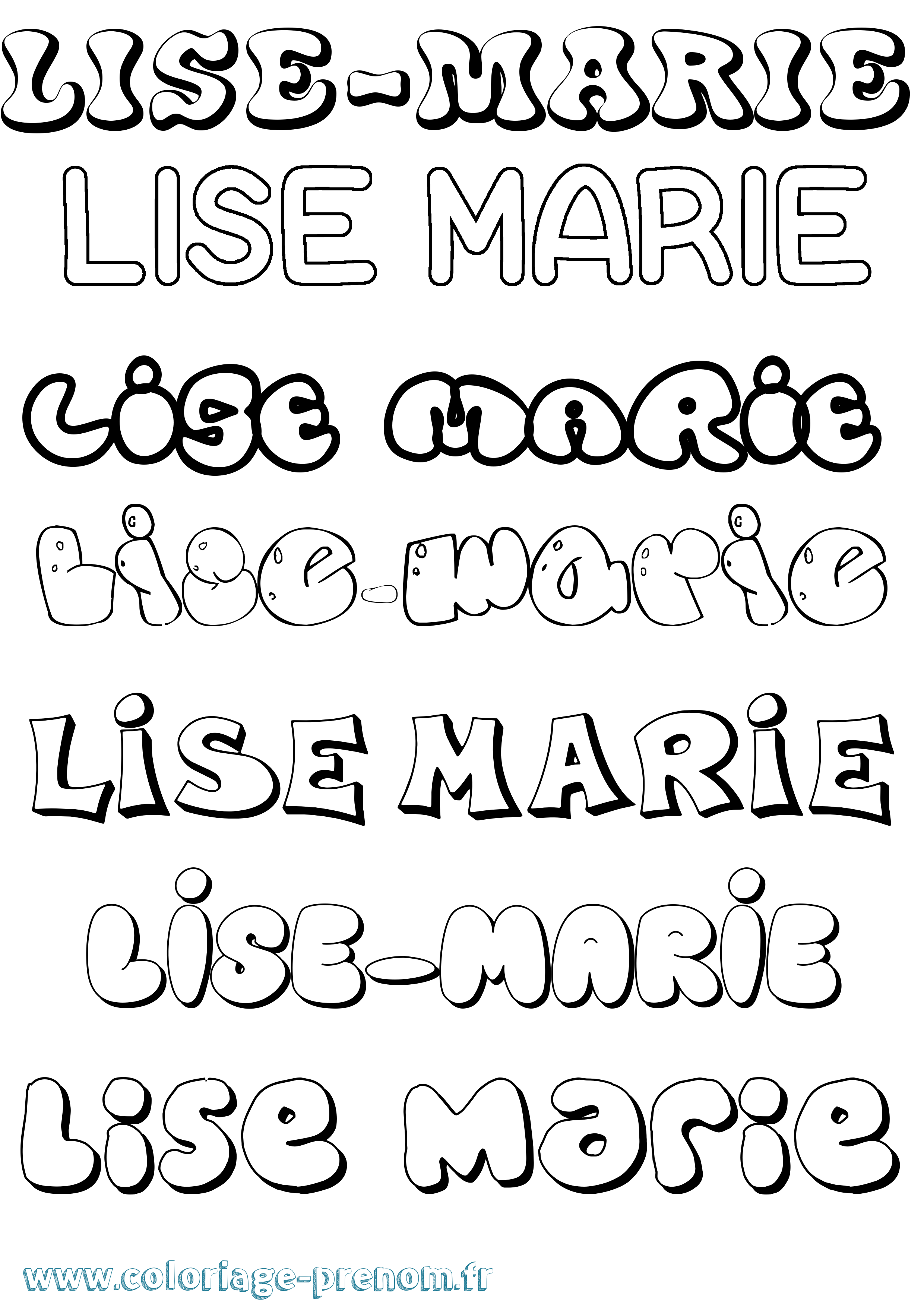 Coloriage Lise-Marie Bubble Coloriage prénom Lise-Marie Bubble