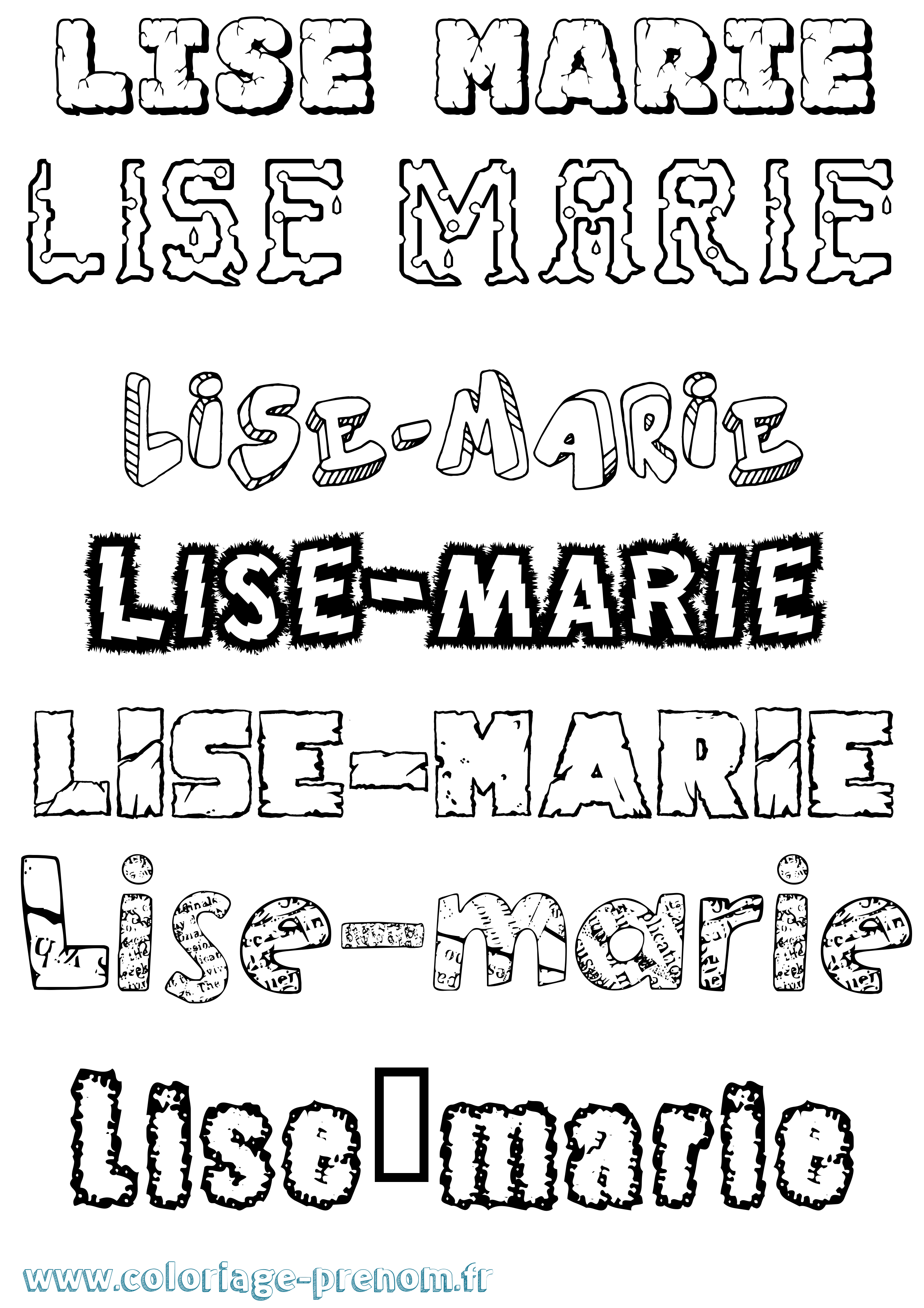 Coloriage Lise-Marie Destructuré Coloriage prénom Lise-Marie Destructuré