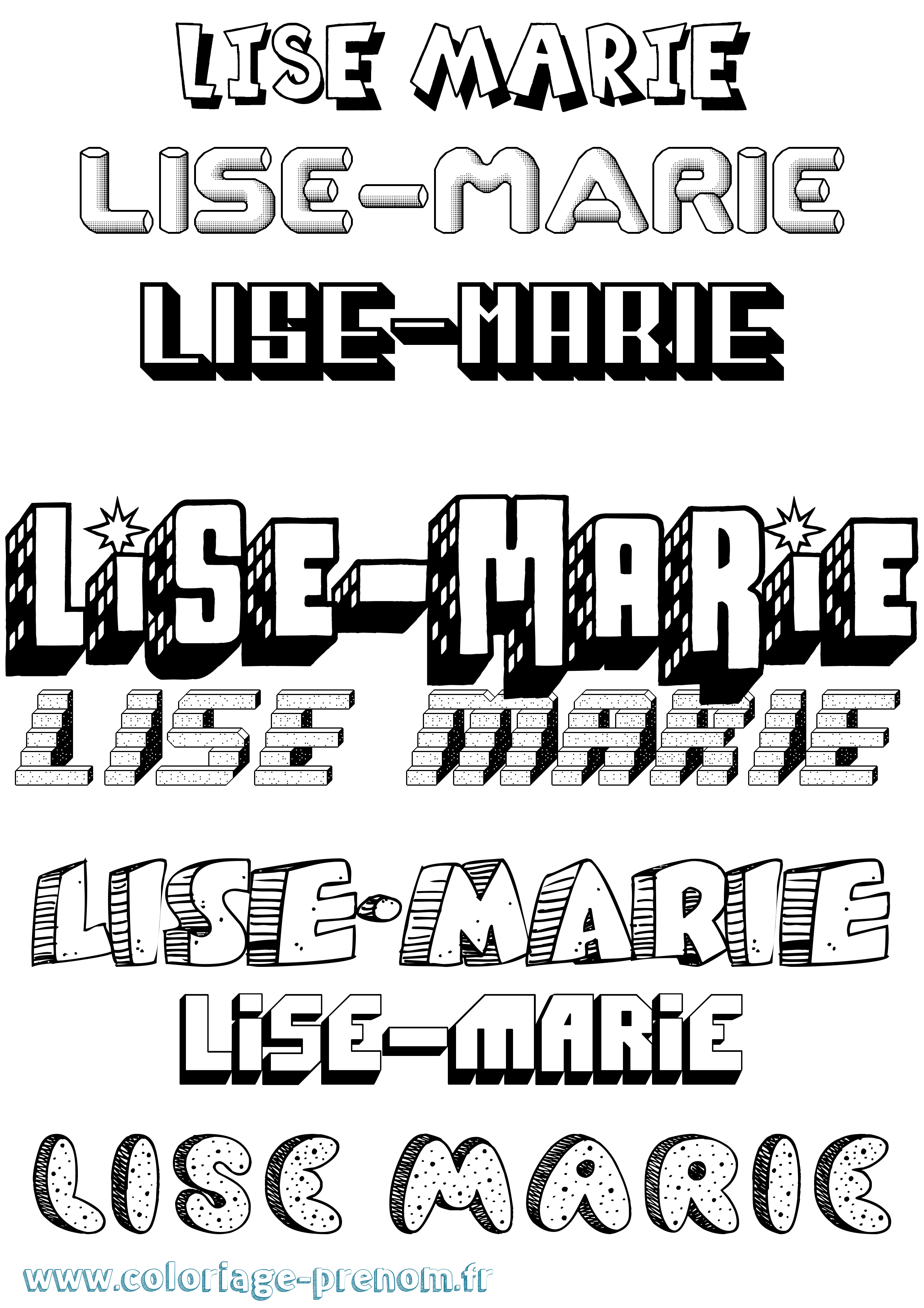 Coloriage Lise-Marie Effet 3D Coloriage prénom Lise-Marie Effet 3D