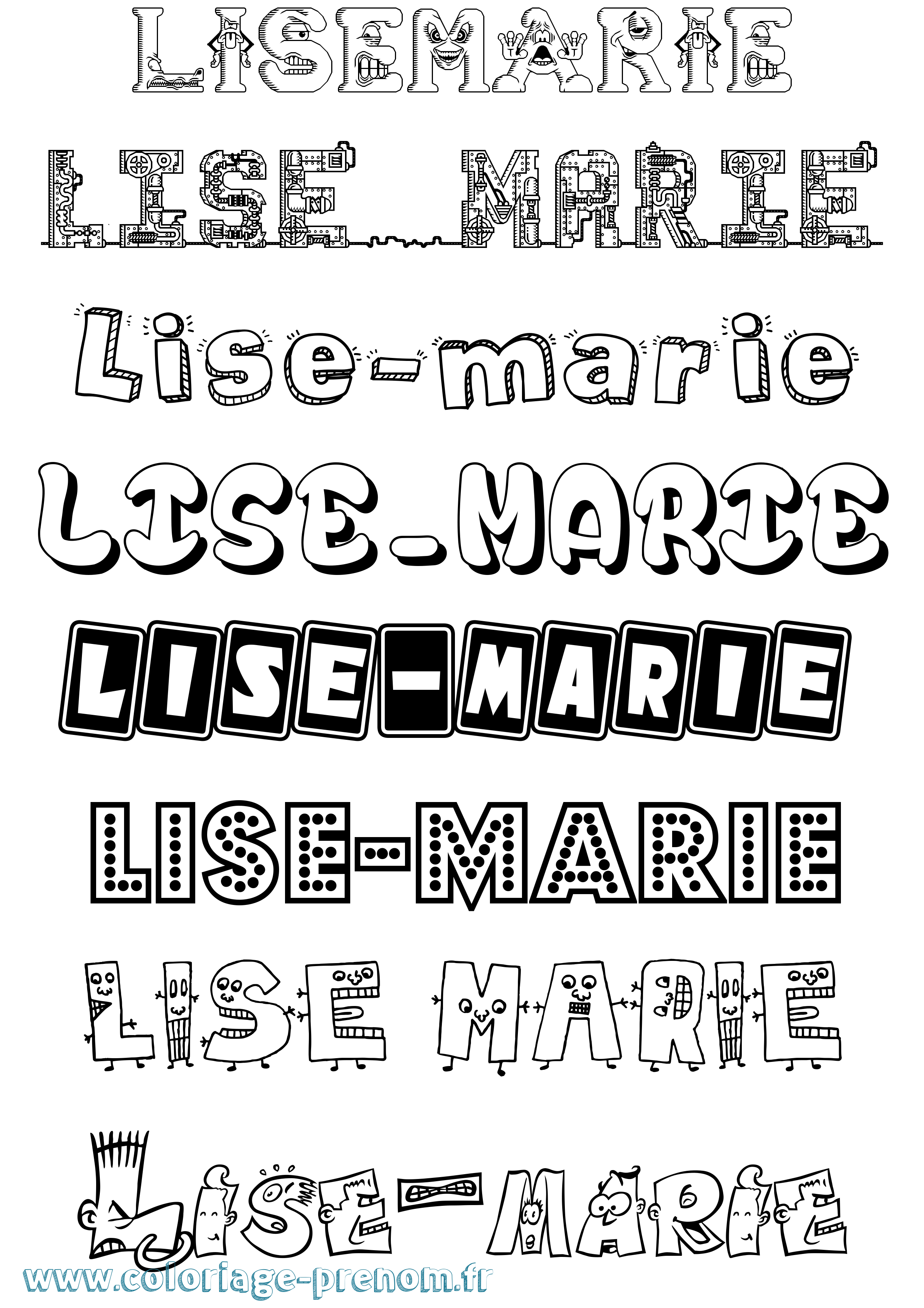 Coloriage Lise-Marie Fun Coloriage prénom Lise-Marie Fun