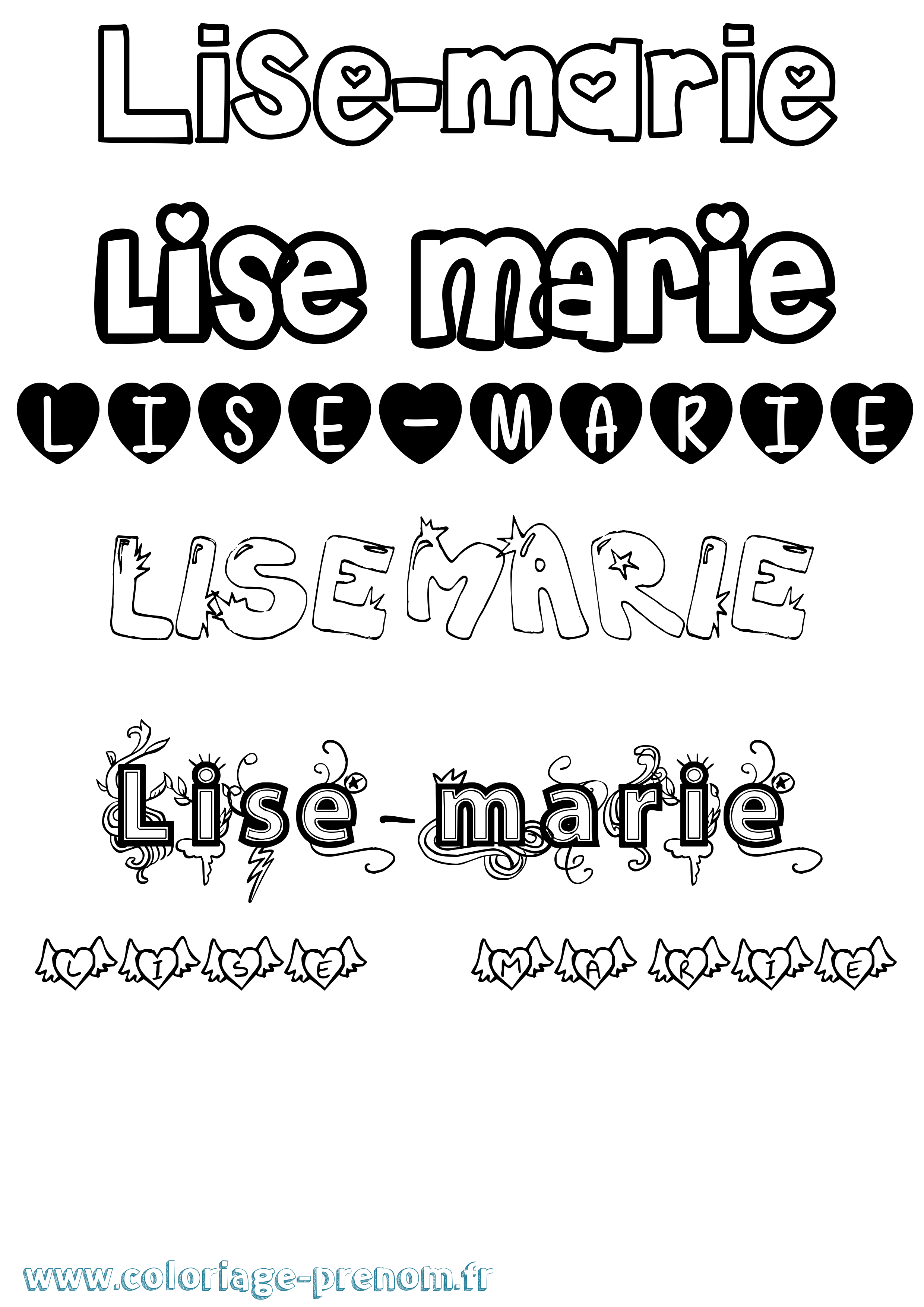 Coloriage Lise-Marie Girly Coloriage prénom Lise-Marie Girly