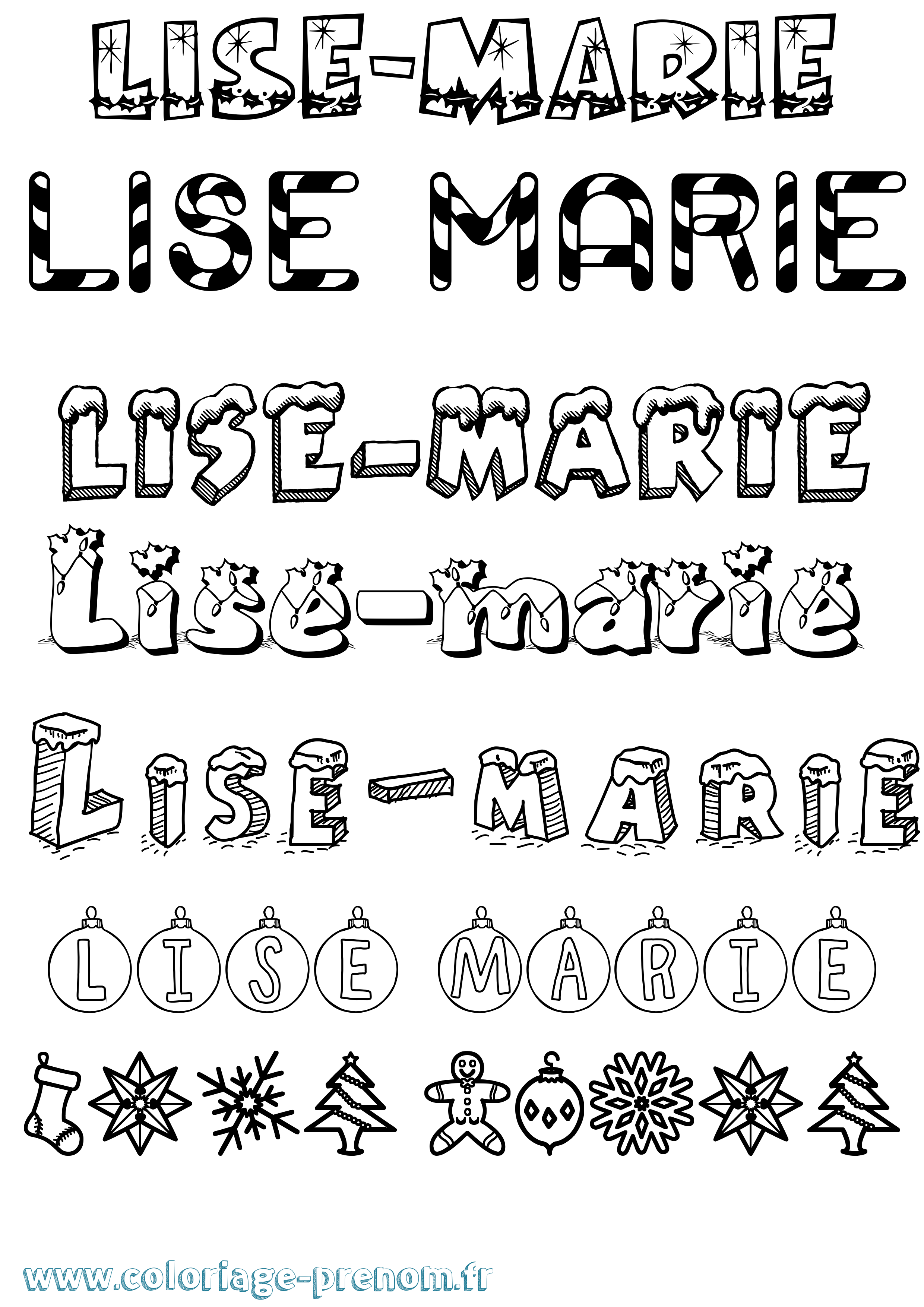 Coloriage Lise-Marie Noël Coloriage prénom Lise-Marie Noël