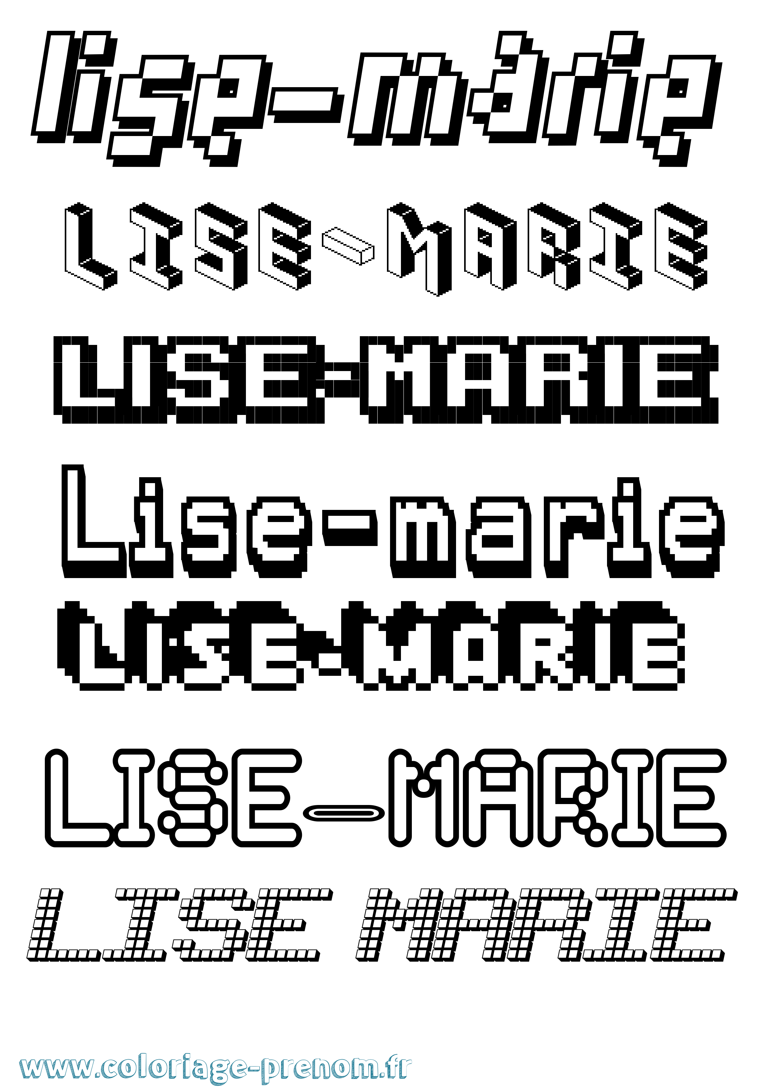 Coloriage Lise-Marie Pixel Coloriage prénom Lise-Marie Pixel