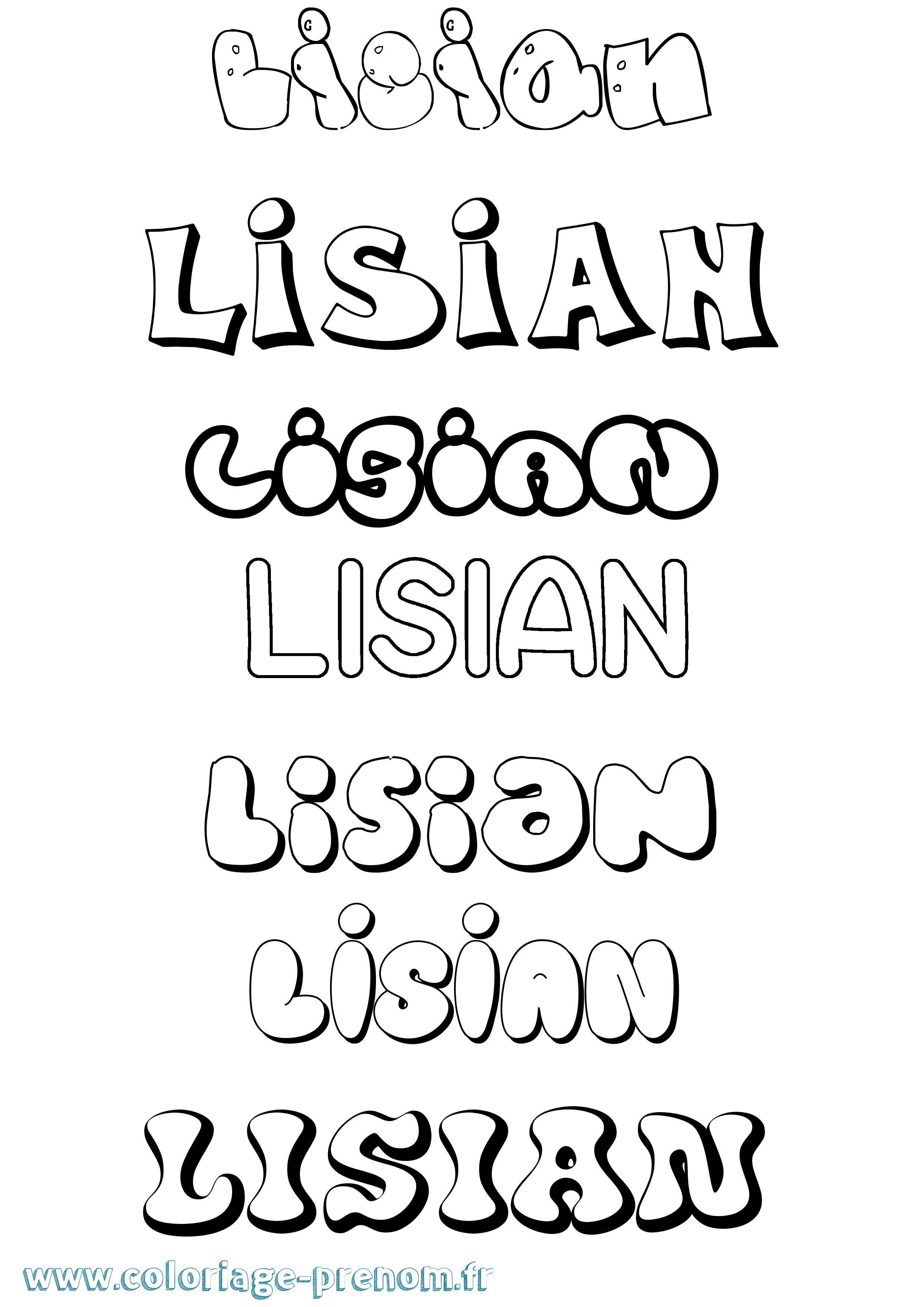 Coloriage Lisian Bubble Coloriage prénom Lisian Bubble