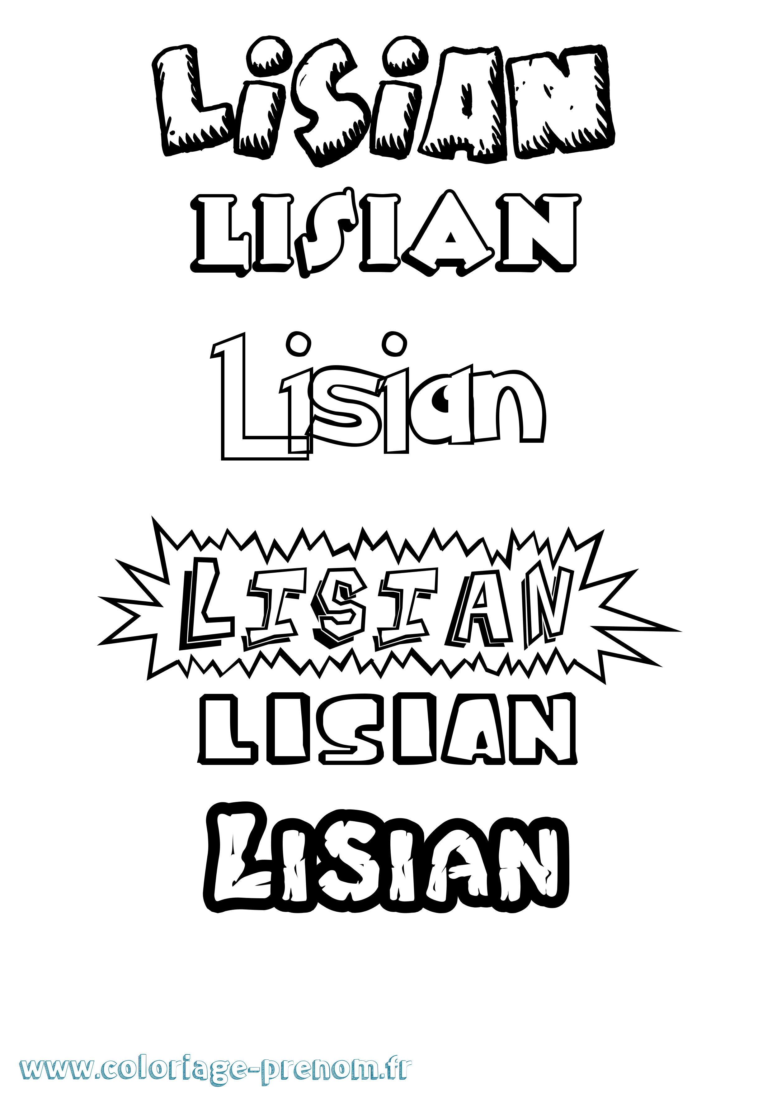 Coloriage Lisian Dessin Animé Coloriage prénom Lisian Dessin Animé
