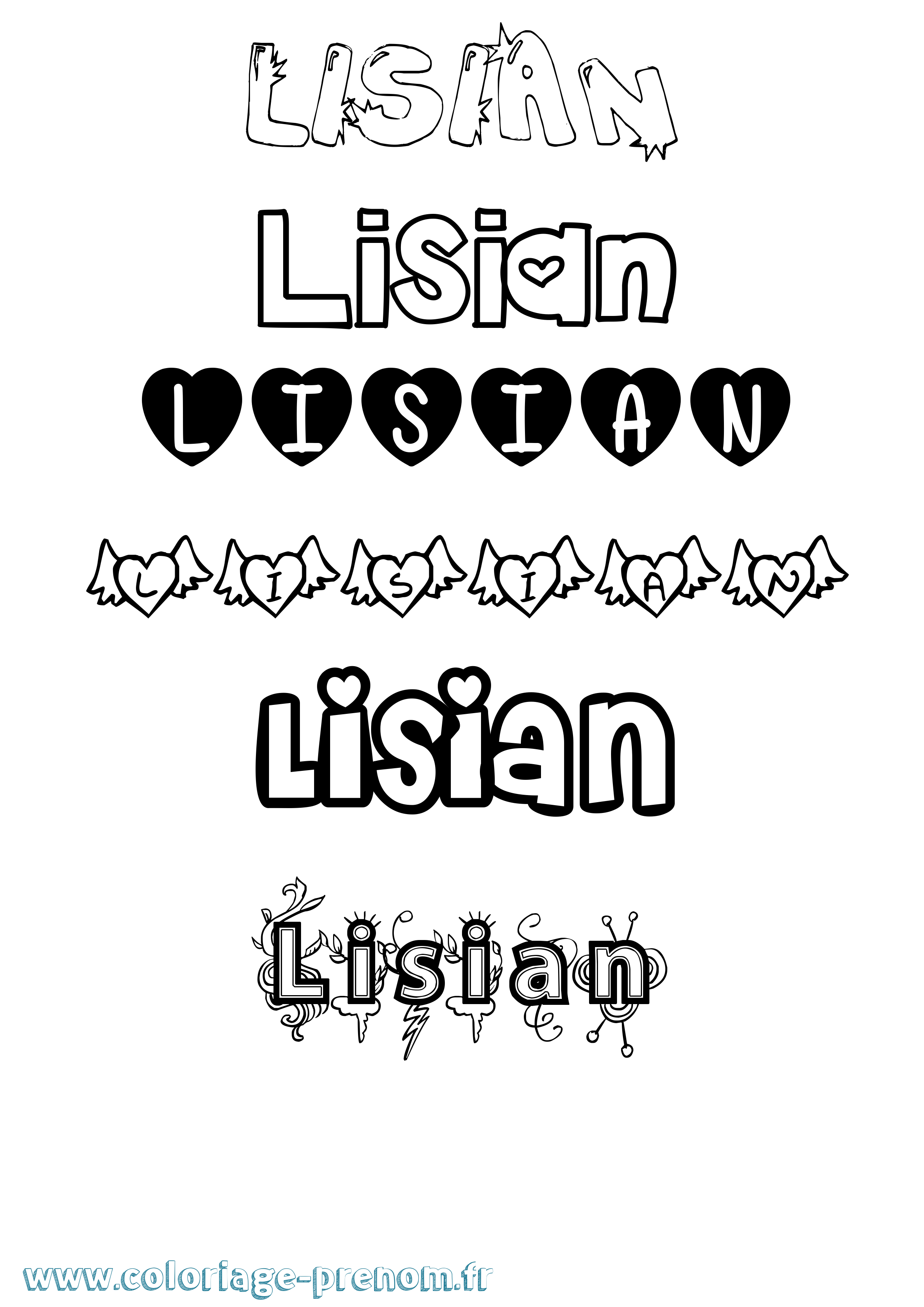 Coloriage Lisian Girly Coloriage prénom Lisian Girly