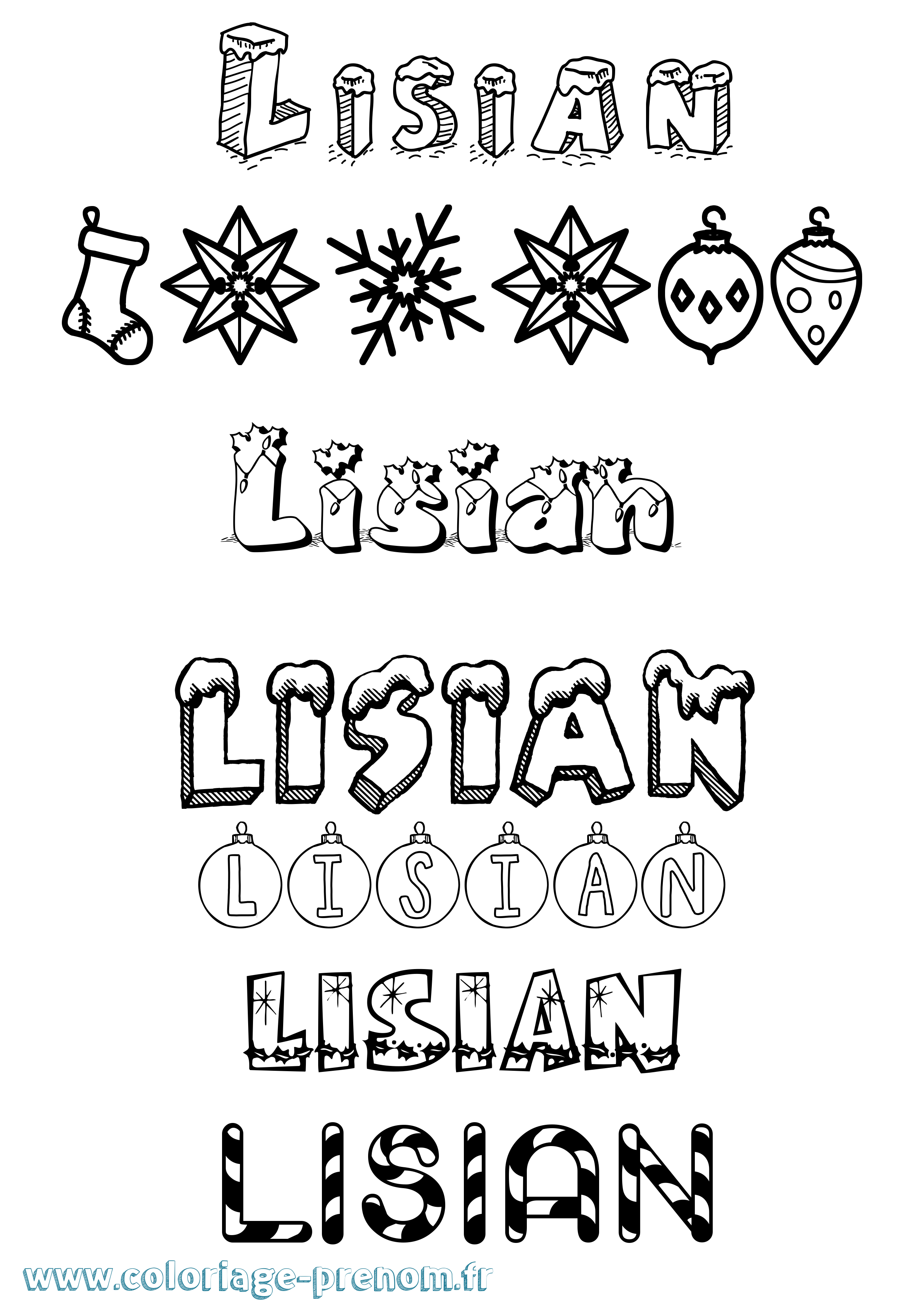 Coloriage Lisian Noël Coloriage prénom Lisian Noël