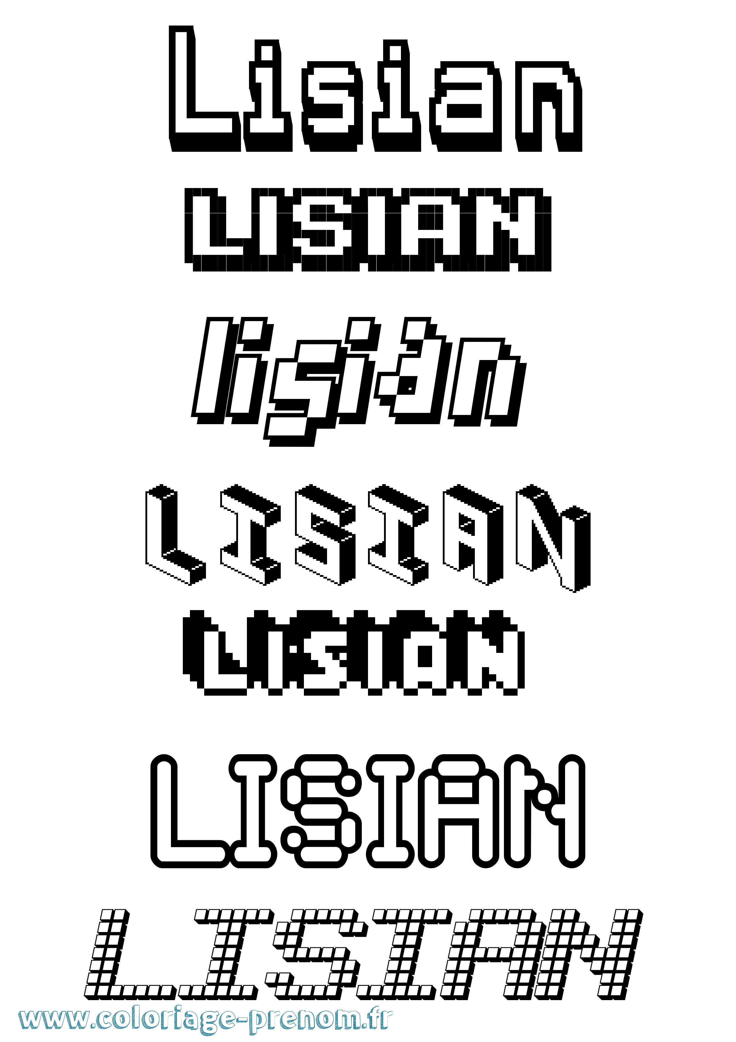 Coloriage Lisian Pixel Coloriage prénom Lisian Pixel