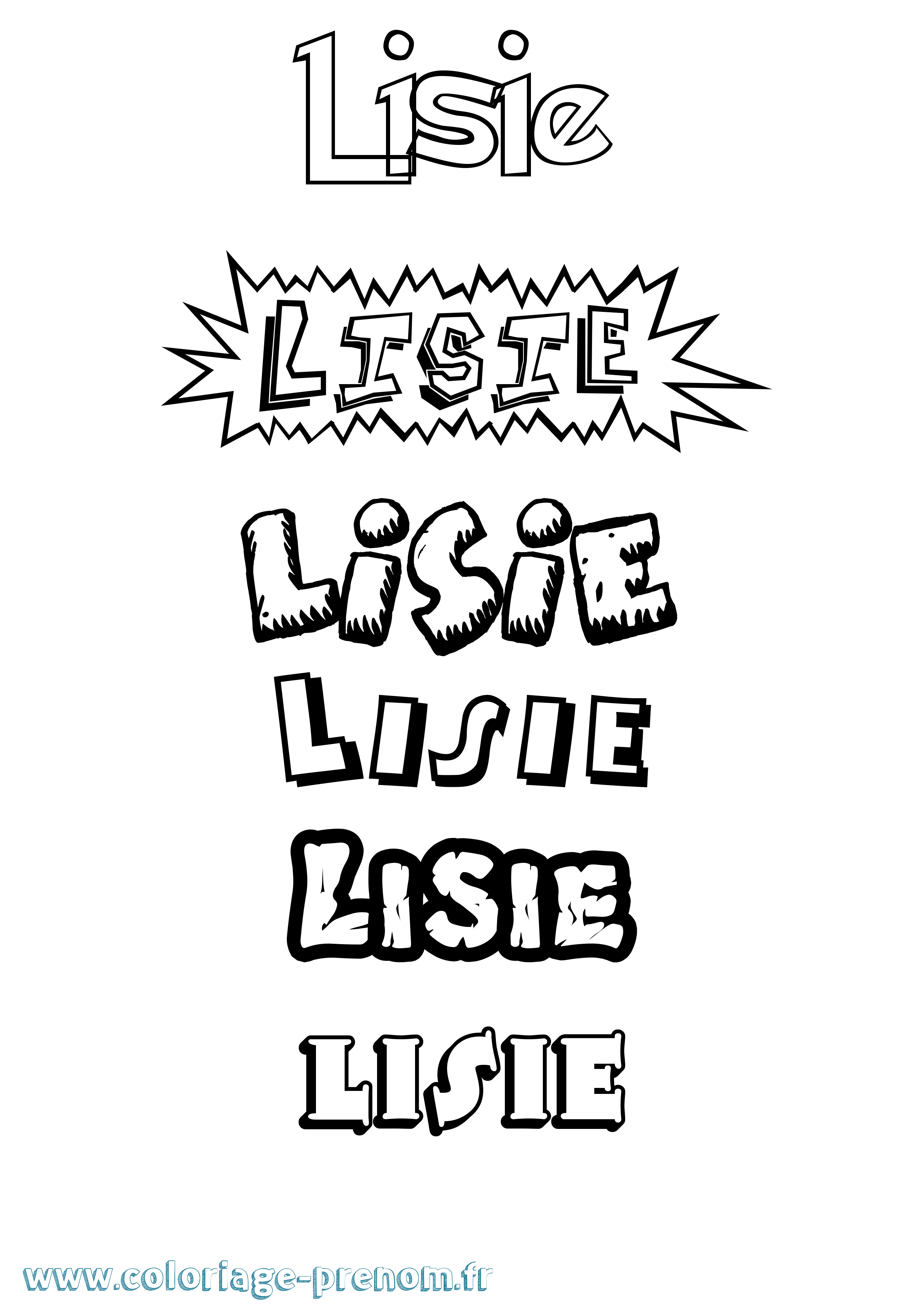 Coloriage Lisie Dessin Animé Coloriage prénom Lisie Dessin Animé