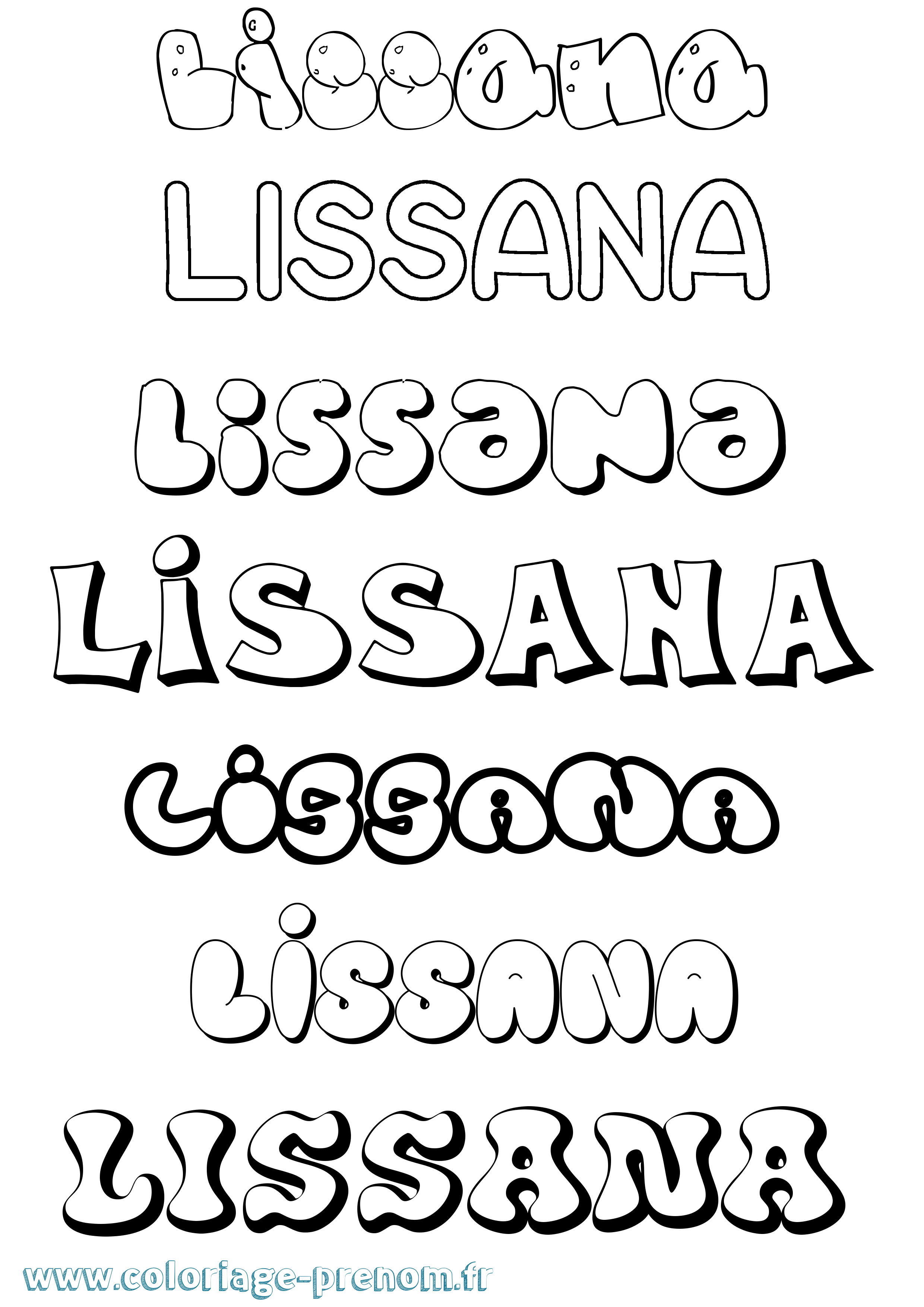 Coloriage Lissana Bubble Coloriage prénom Lissana Bubble