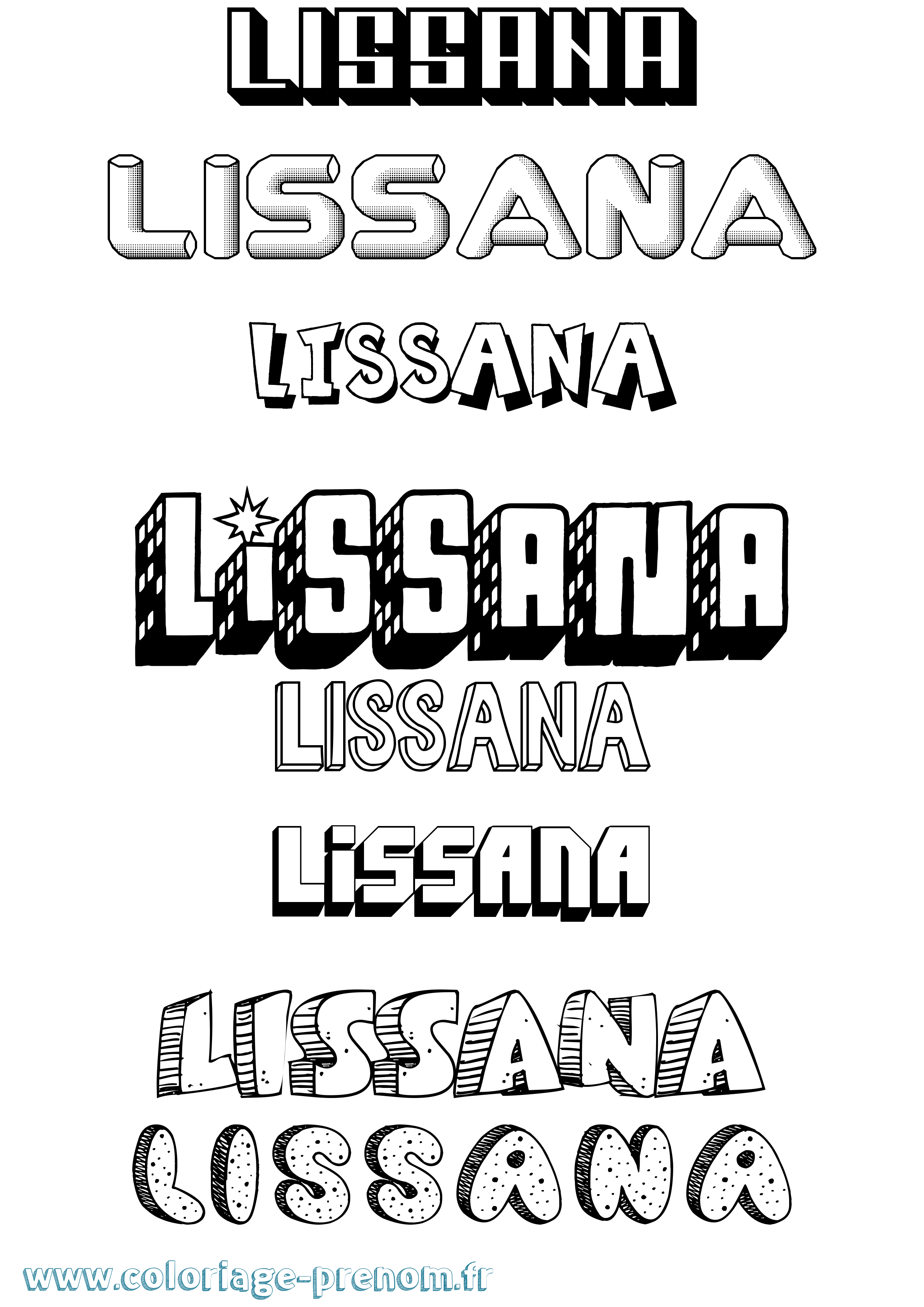 Coloriage Lissana Effet 3D Coloriage prénom Lissana Effet 3D