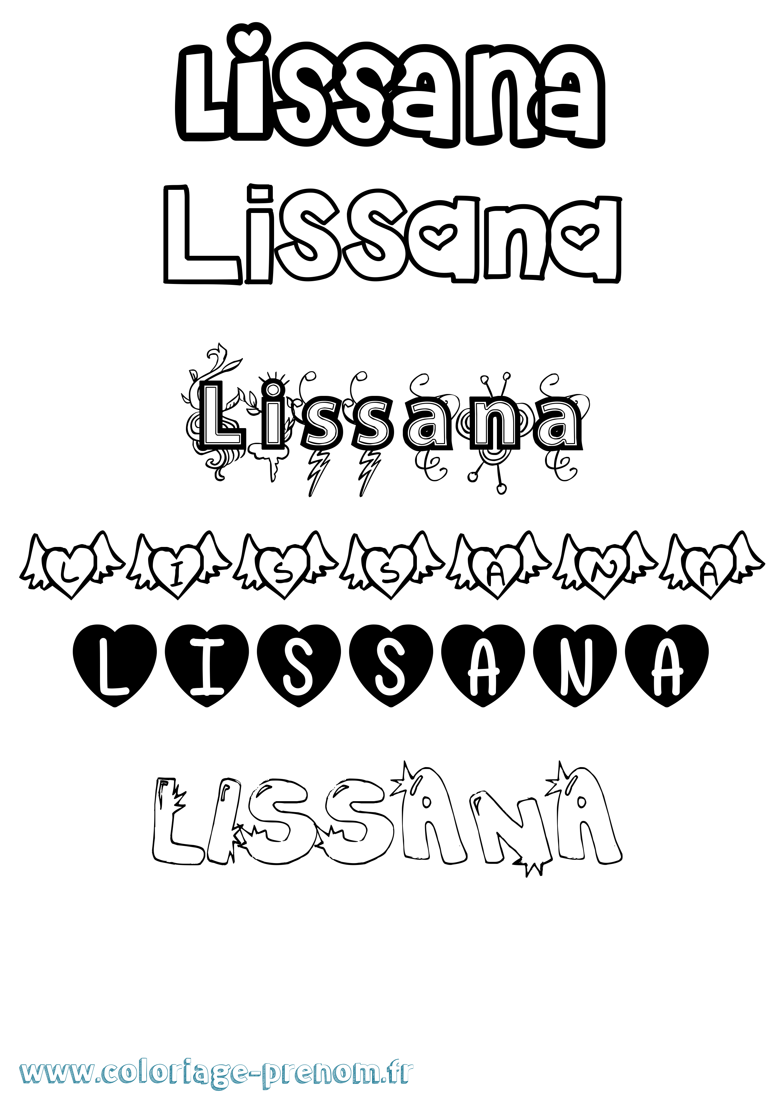 Coloriage Lissana Girly Coloriage prénom Lissana Girly