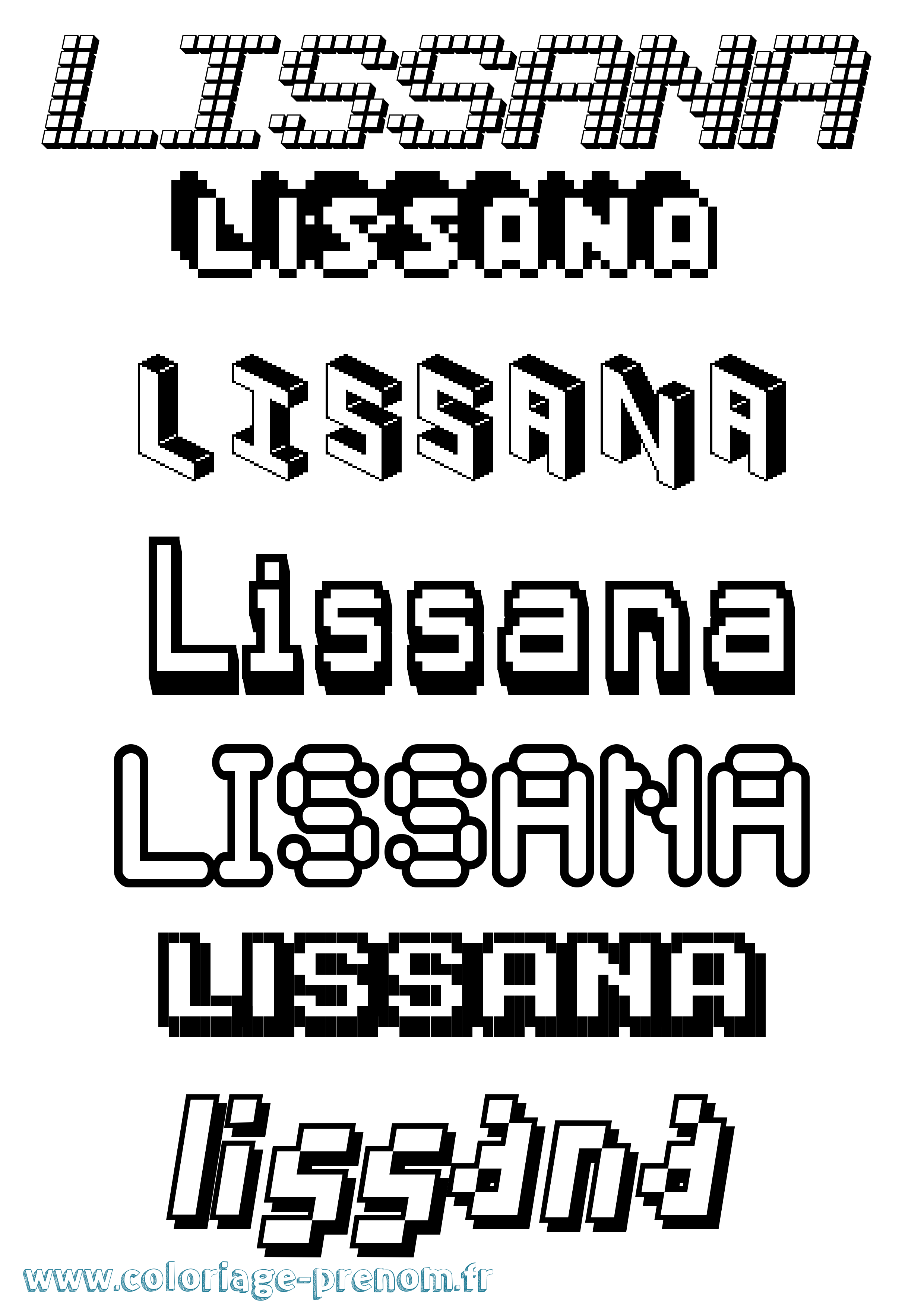 Coloriage Lissana Pixel Coloriage prénom Lissana Pixel