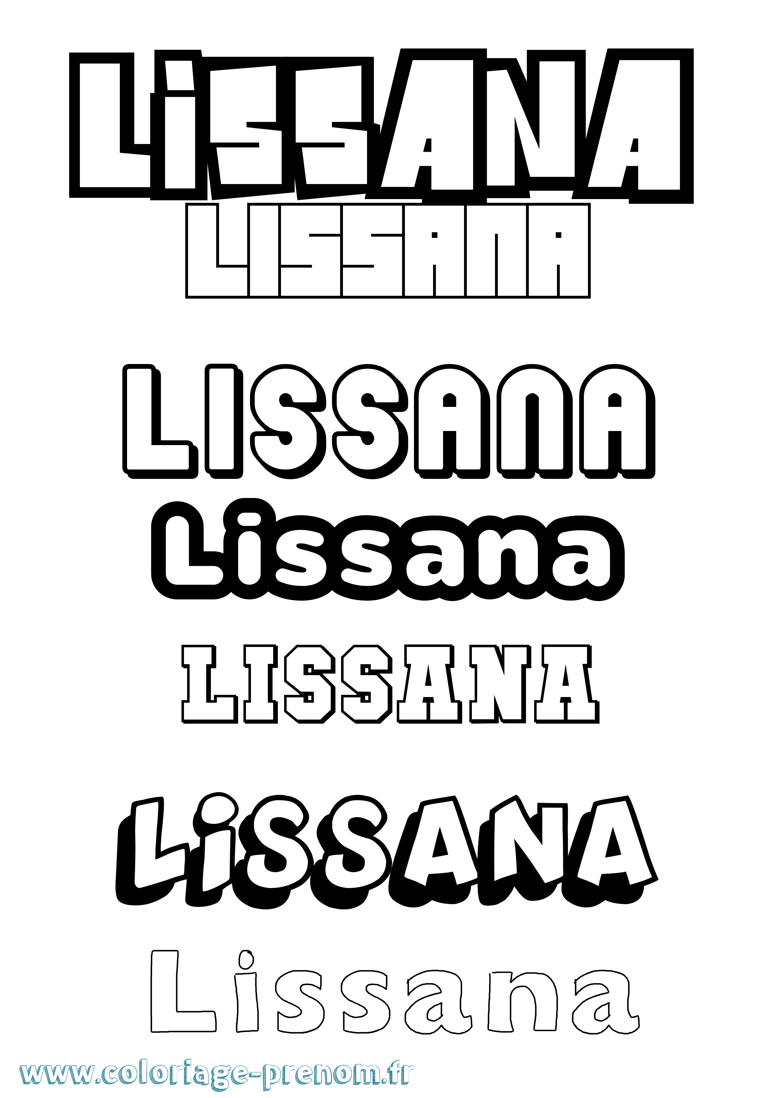 Coloriage Lissana Simple Coloriage prénom Lissana Simple