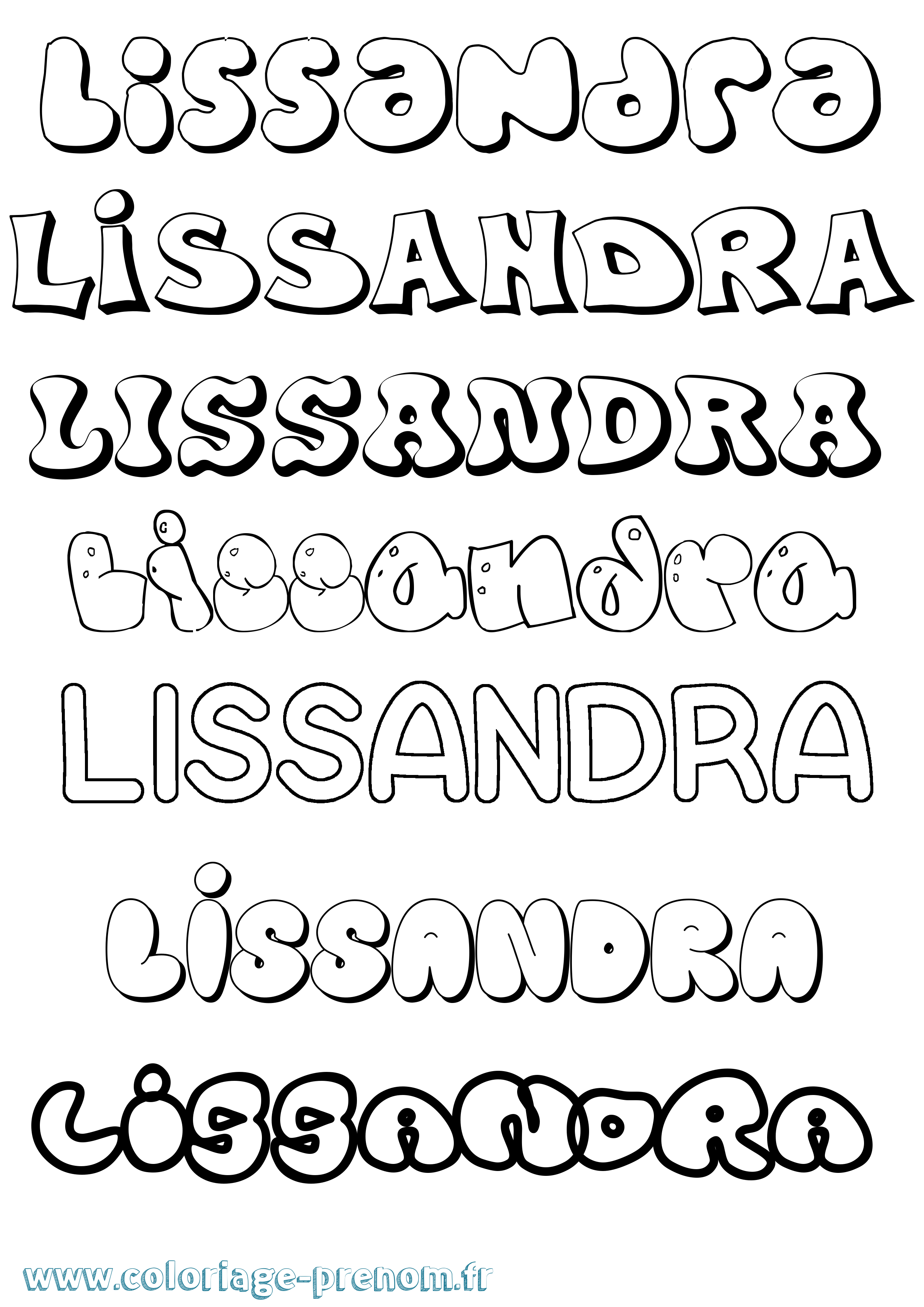 Coloriage Lissandra Bubble Coloriage prénom Lissandra Bubble