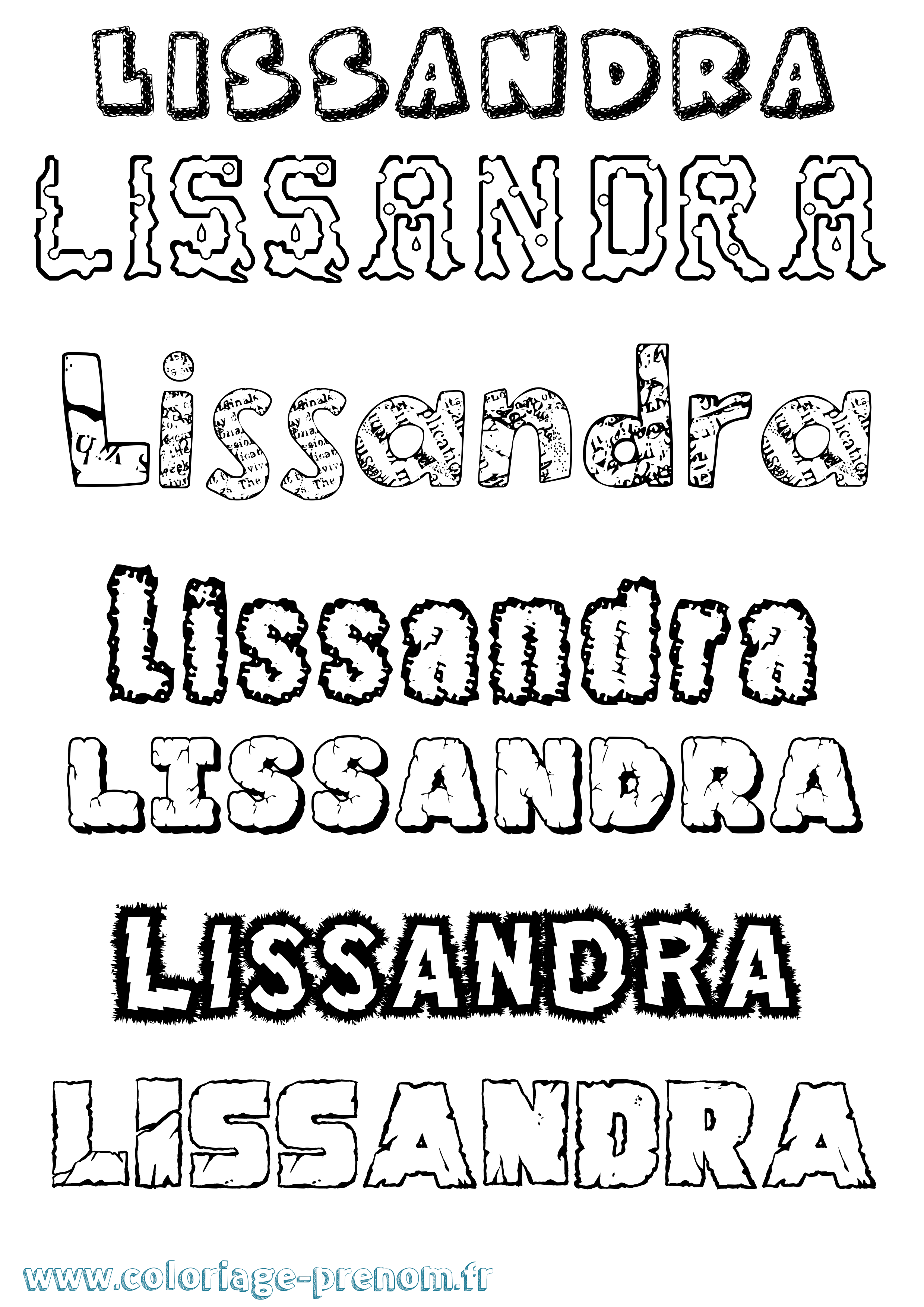 Coloriage Lissandra Destructuré Coloriage prénom Lissandra Destructuré
