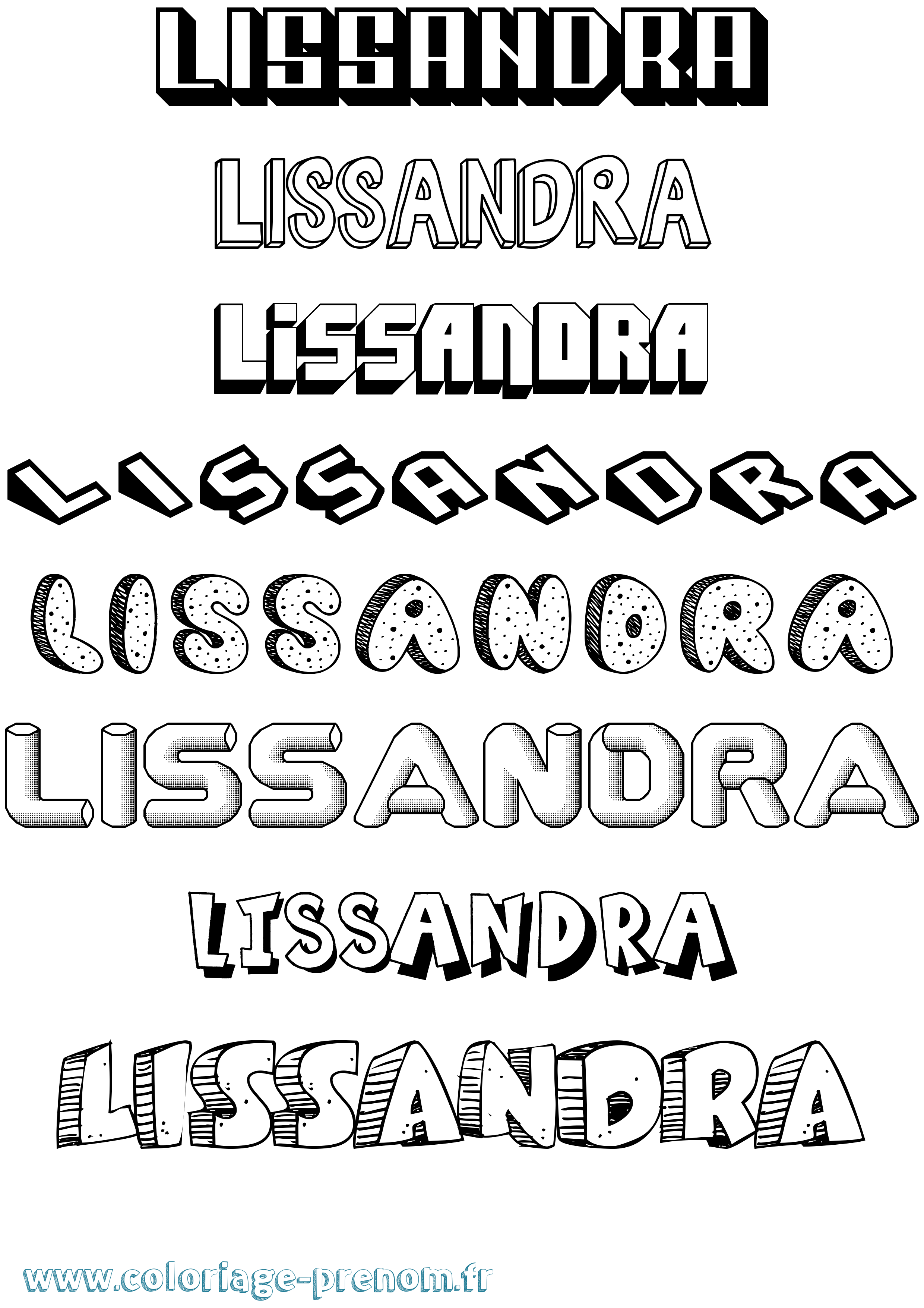 Coloriage Lissandra Effet 3D Coloriage prénom Lissandra Effet 3D