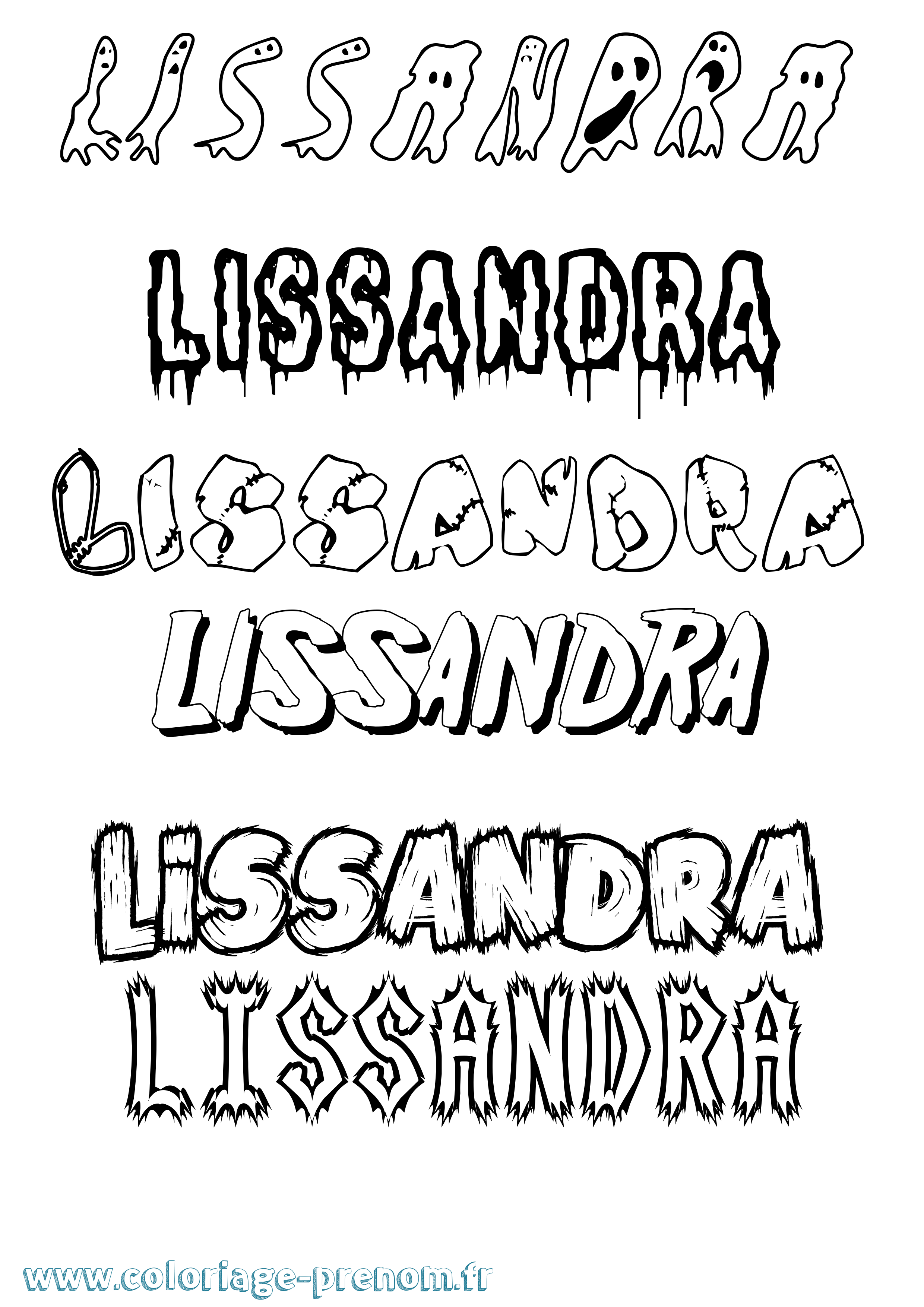 Coloriage Lissandra Frisson Coloriage prénom Lissandra Frisson