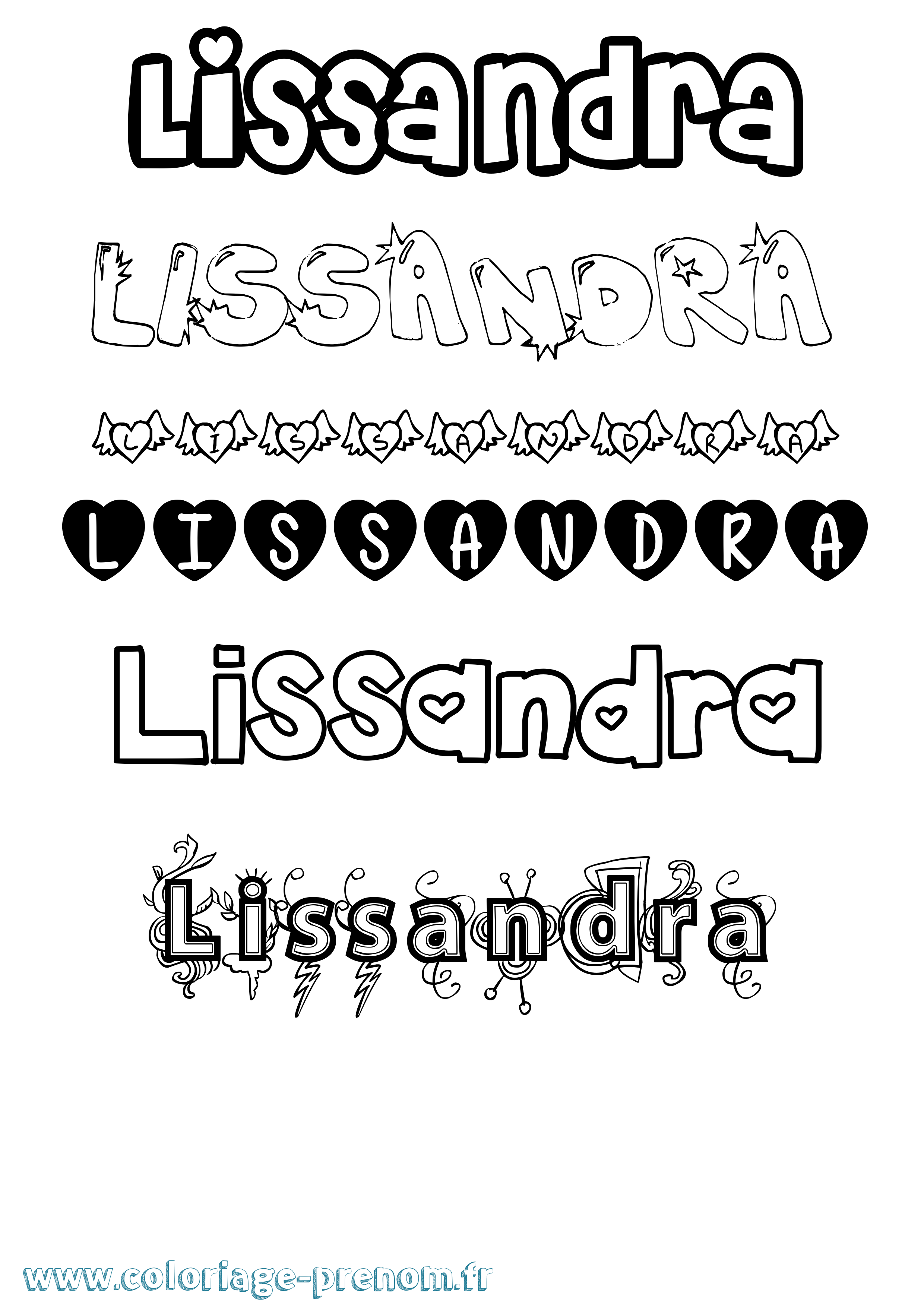 Coloriage Lissandra Girly Coloriage prénom Lissandra Girly