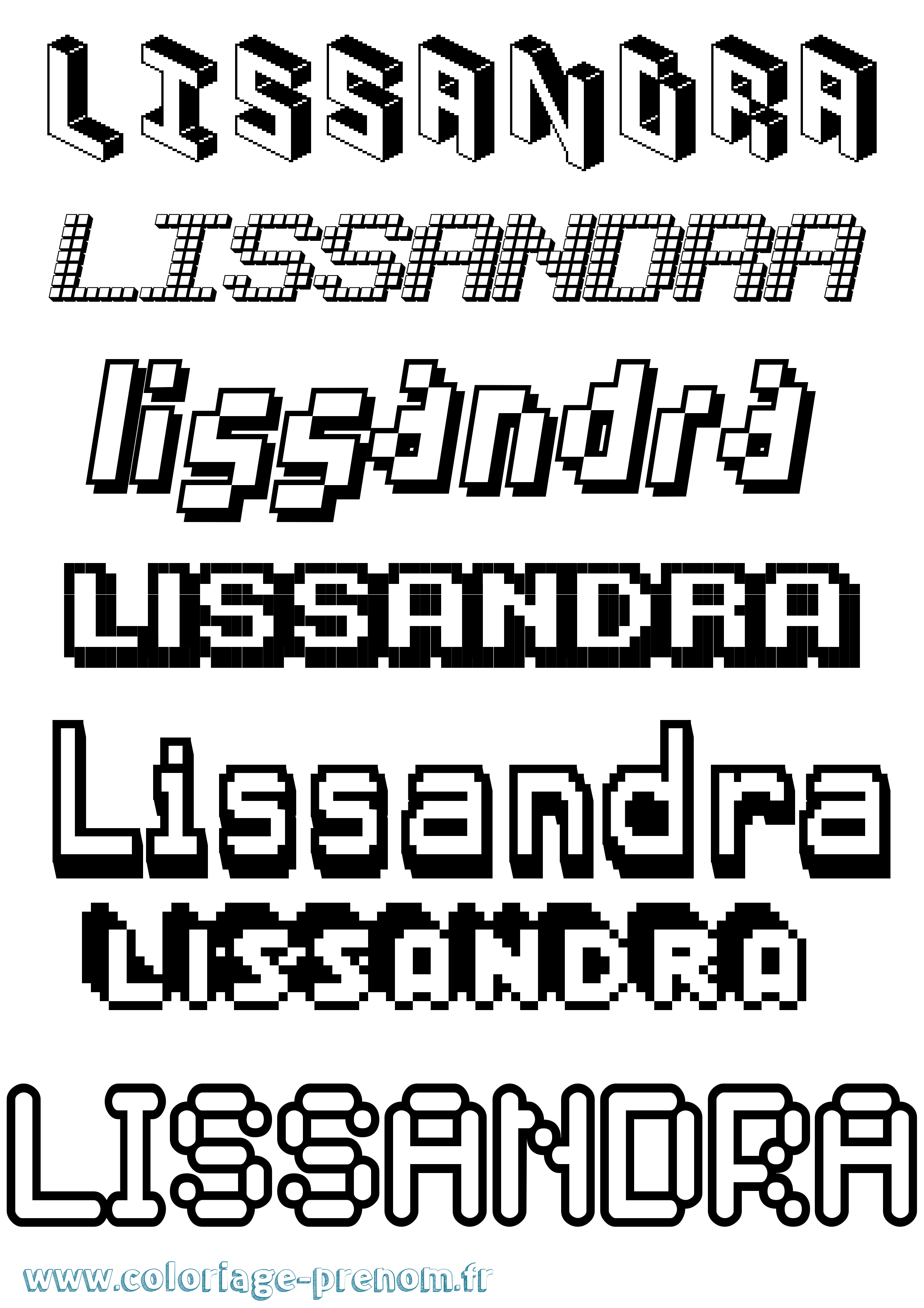 Coloriage Lissandra Pixel Coloriage prénom Lissandra Pixel