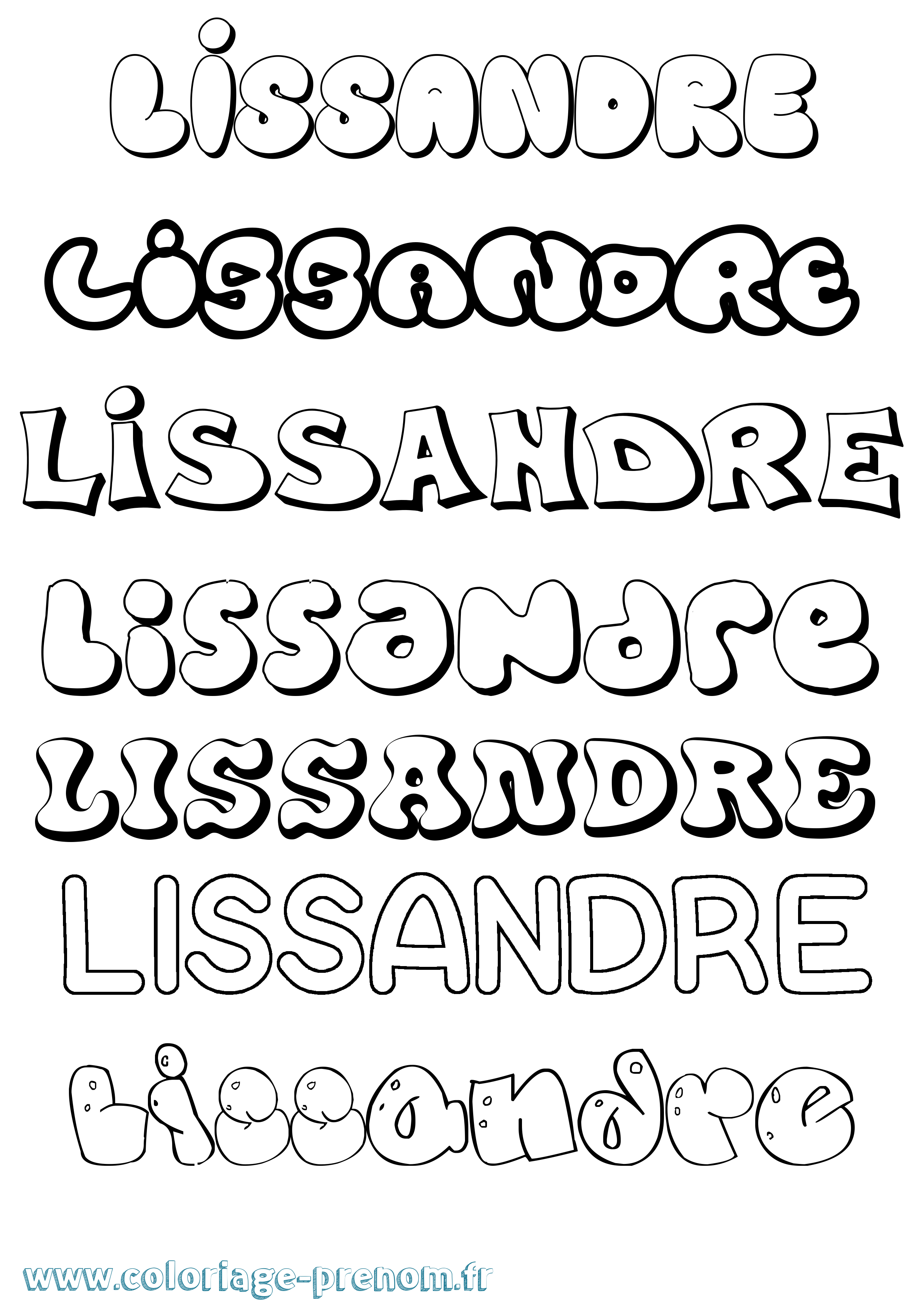 Coloriage Lissandre Bubble Coloriage prénom Lissandre Bubble