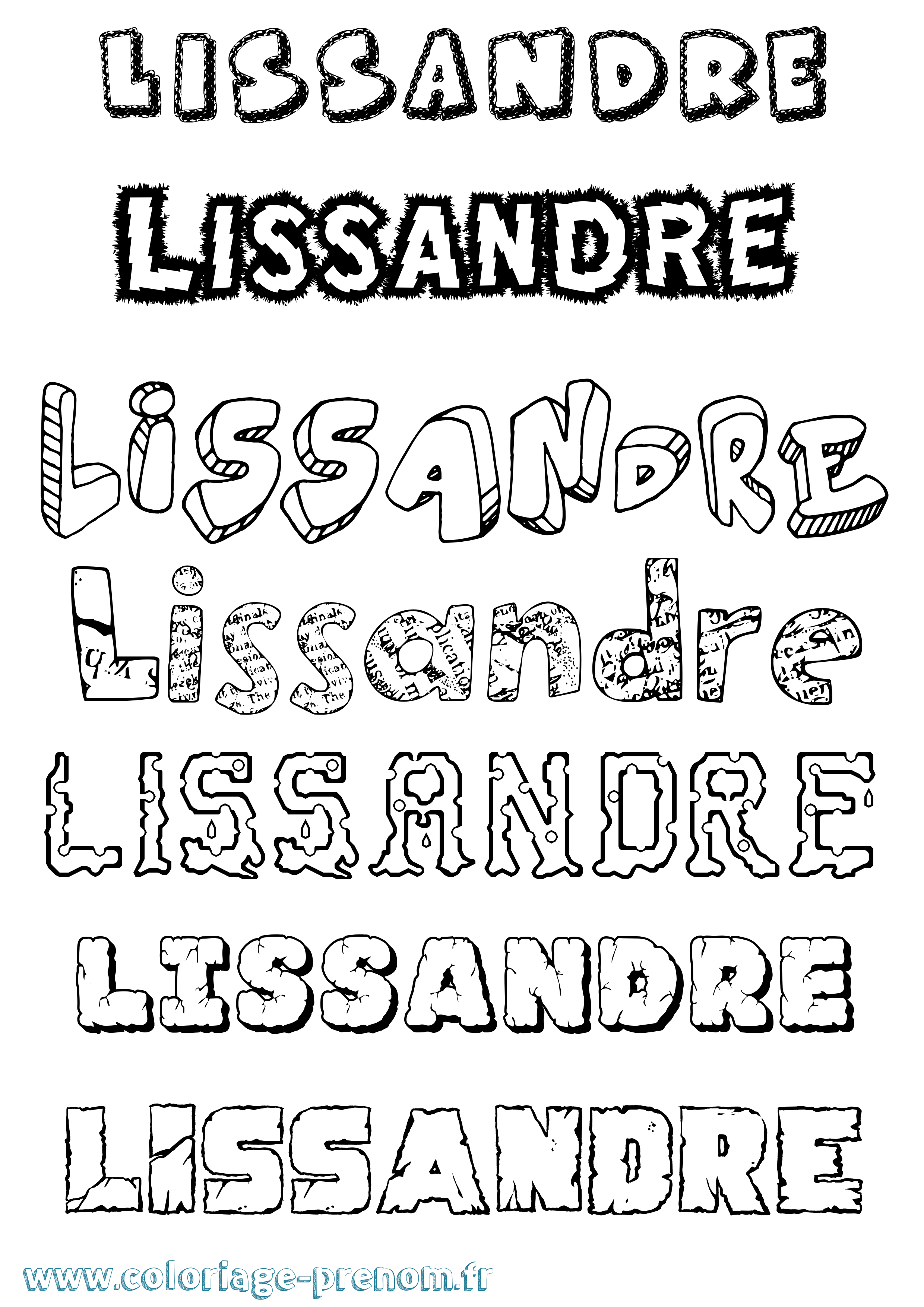 Coloriage Lissandre Destructuré Coloriage prénom Lissandre Destructuré