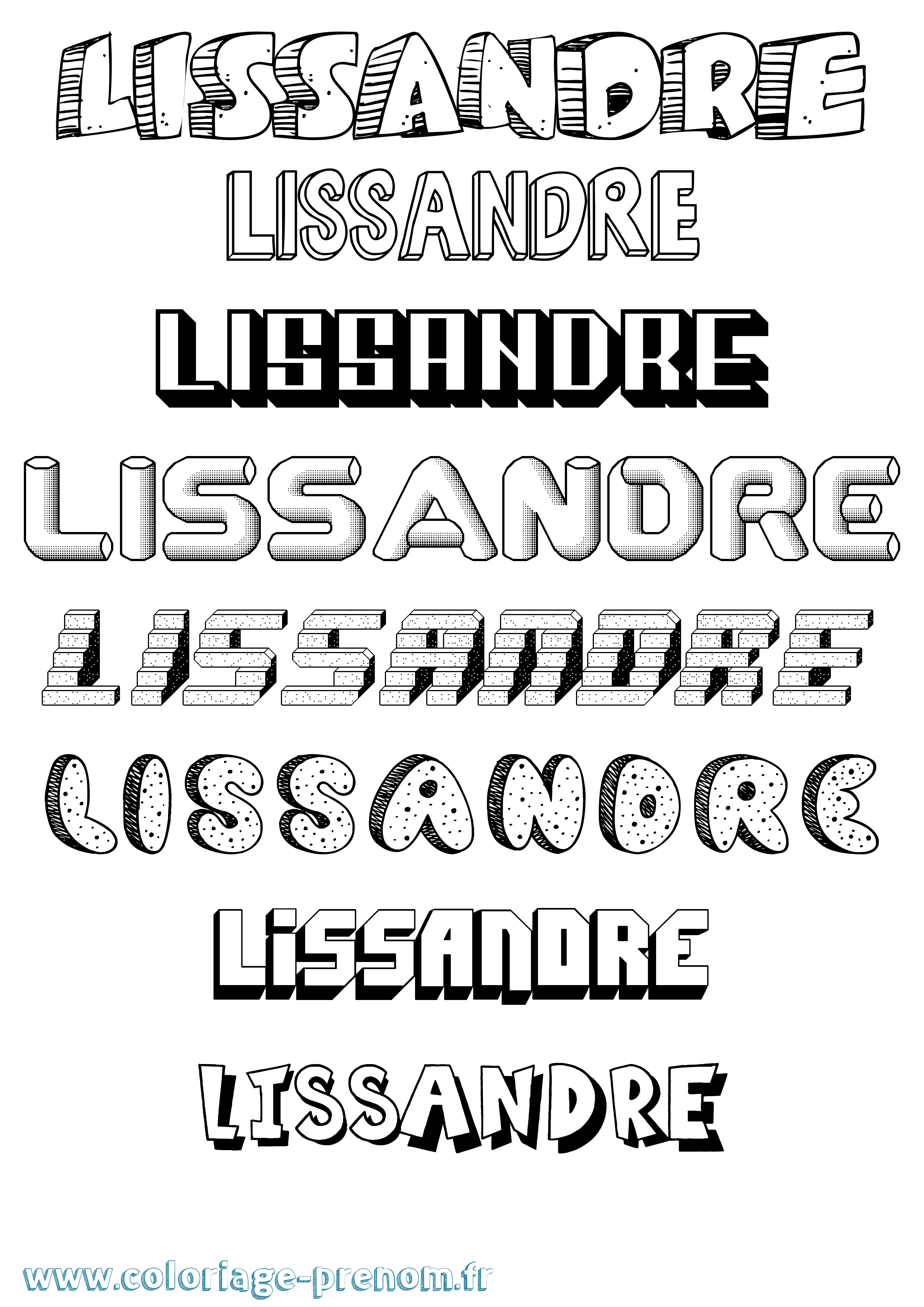 Coloriage Lissandre Effet 3D Coloriage prénom Lissandre Effet 3D