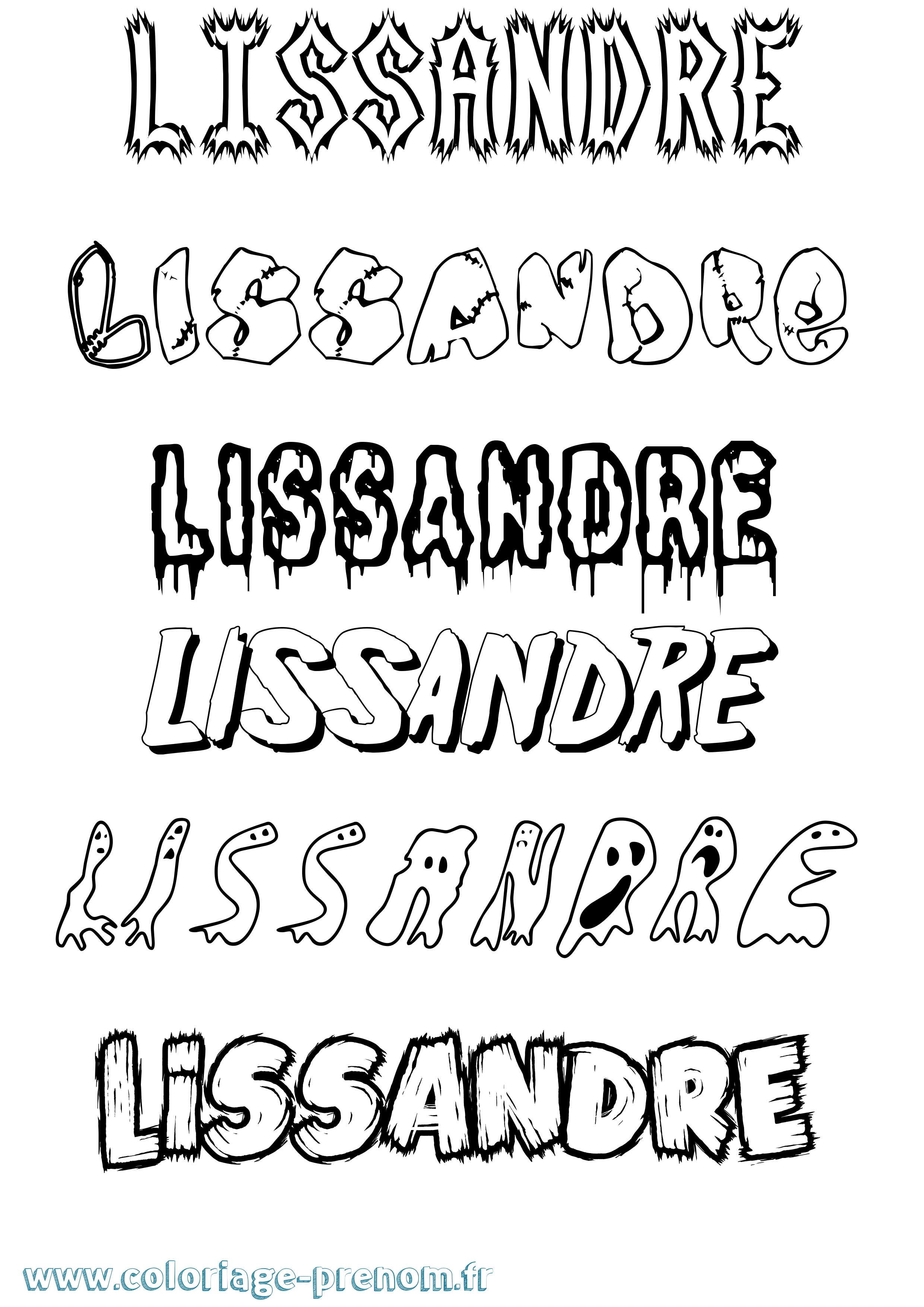 Coloriage Lissandre Frisson Coloriage prénom Lissandre Frisson