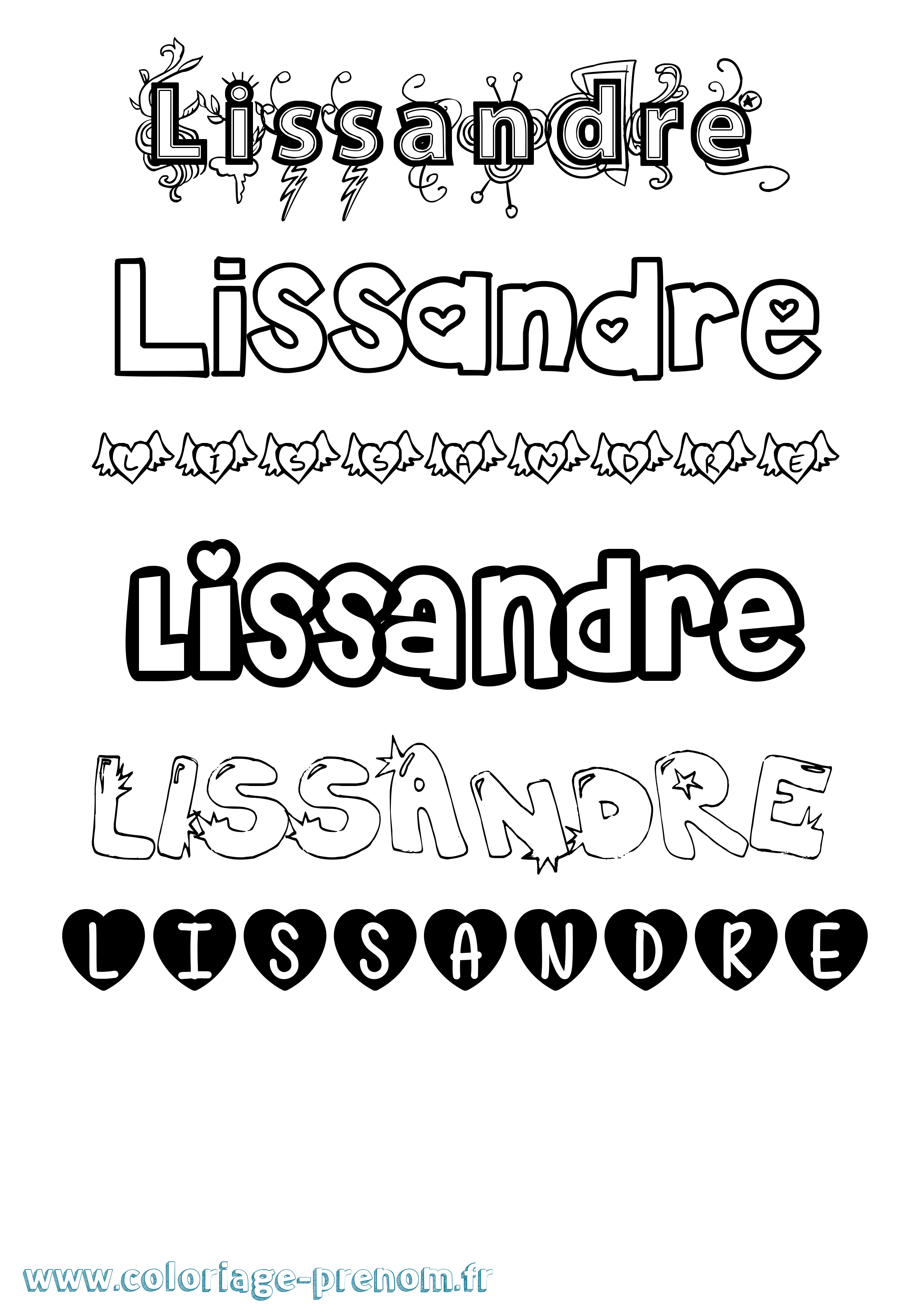 Coloriage Lissandre Girly Coloriage prénom Lissandre Girly