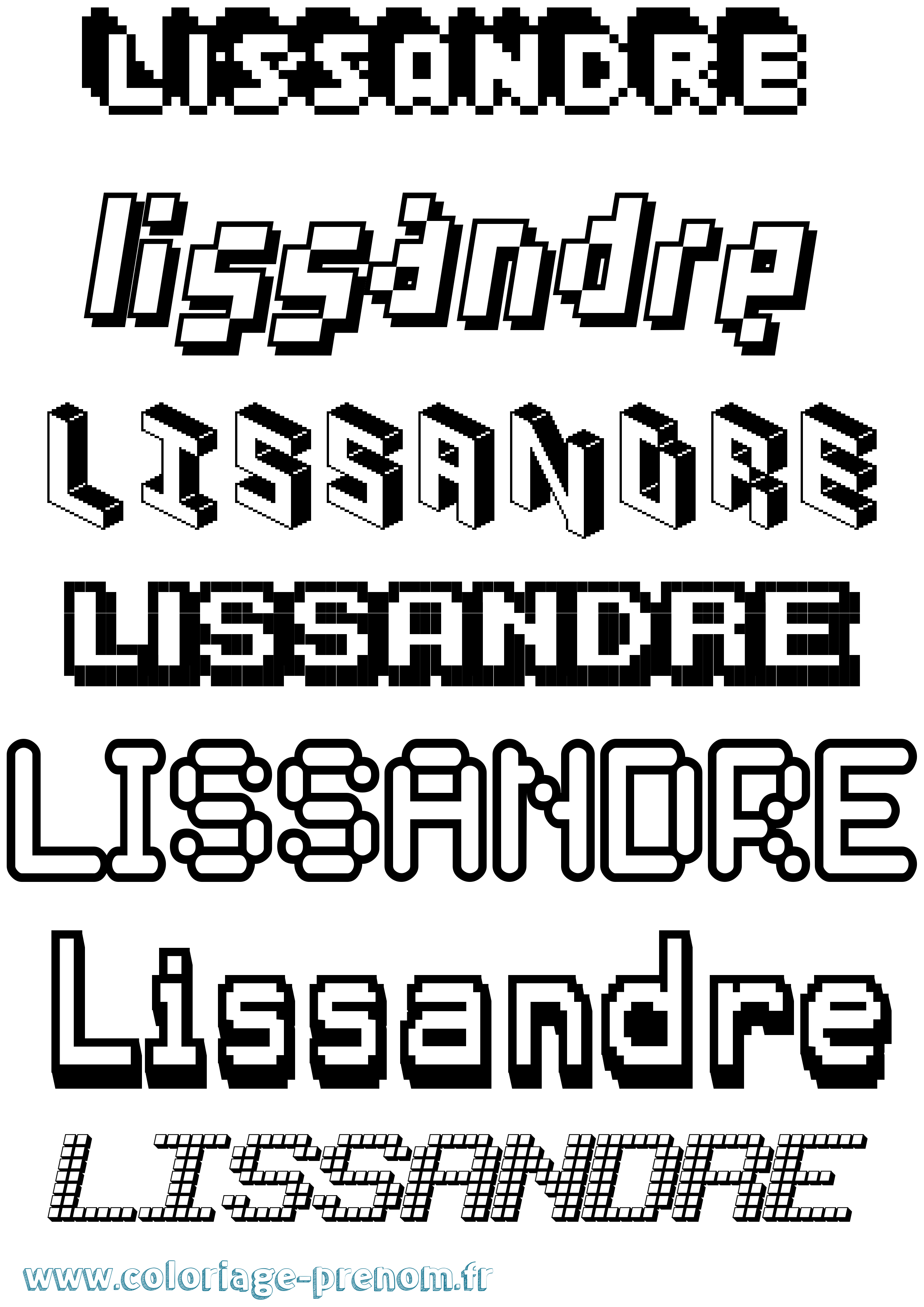 Coloriage Lissandre Pixel Coloriage prénom Lissandre Pixel
