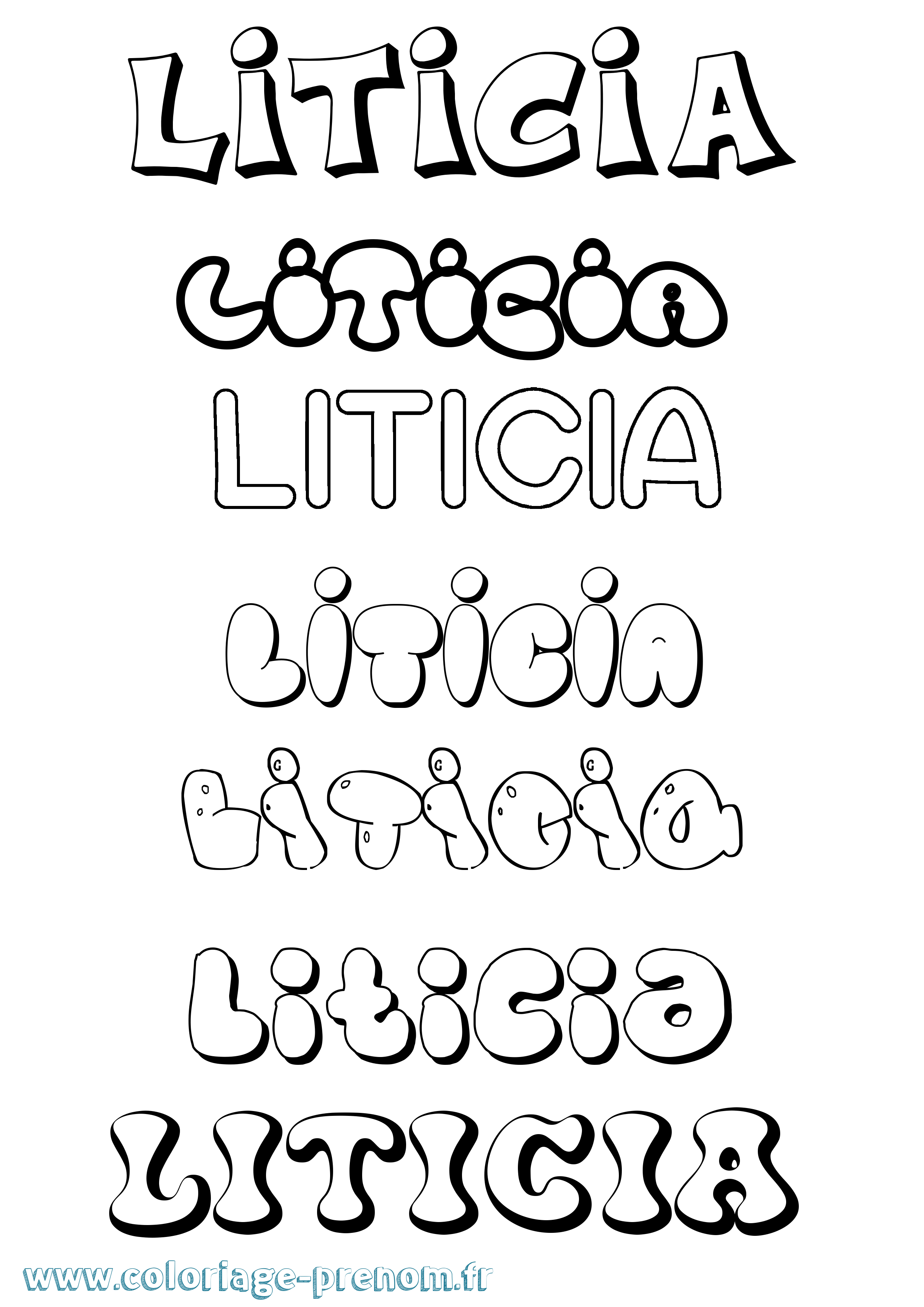 Coloriage Liticia Bubble Coloriage prénom Liticia Bubble
