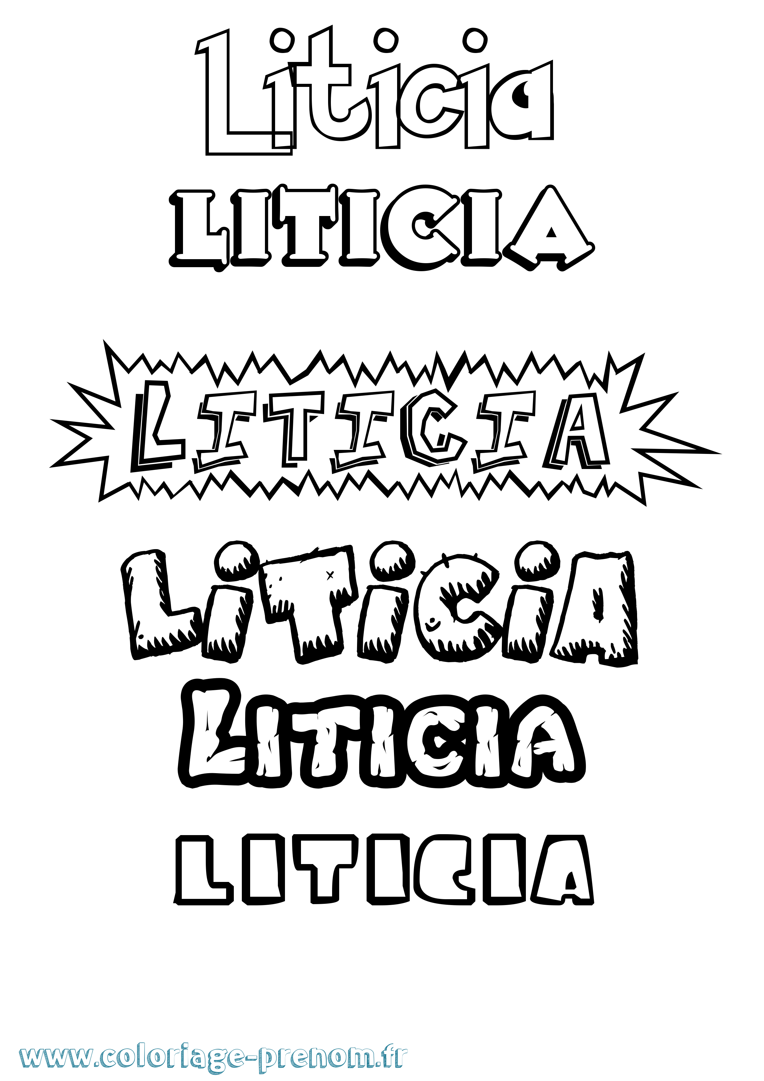 Coloriage Liticia Dessin Animé Coloriage prénom Liticia Dessin Animé