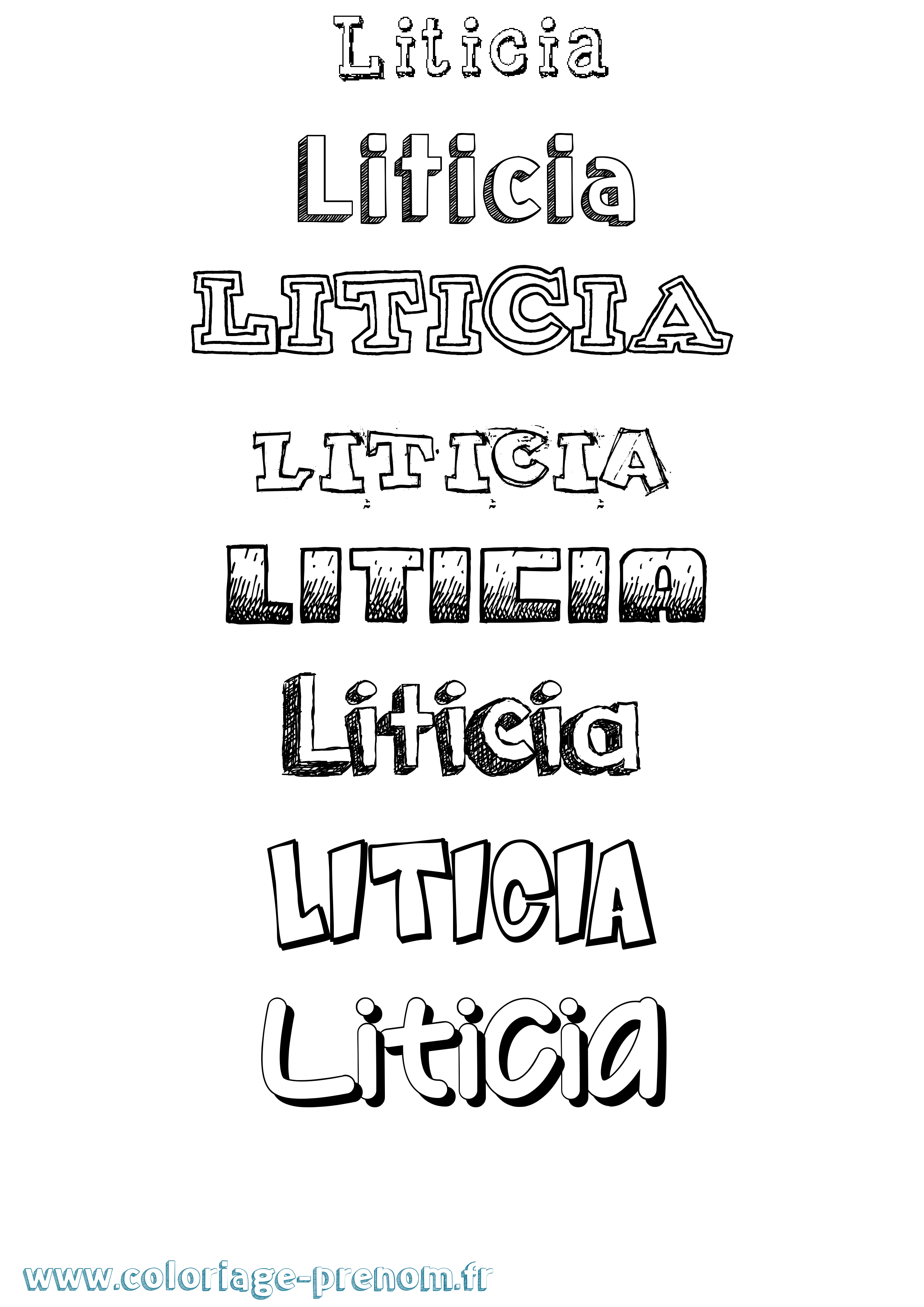 Coloriage Liticia Dessiné Coloriage prénom Liticia Dessiné