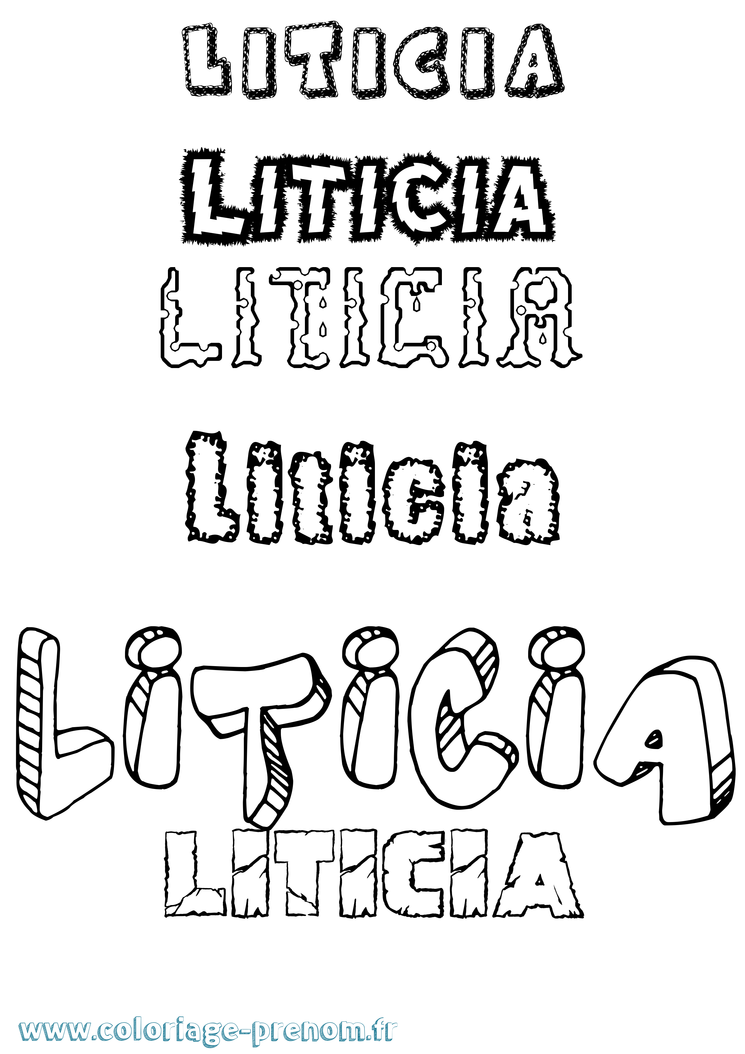 Coloriage Liticia Destructuré Coloriage prénom Liticia Destructuré