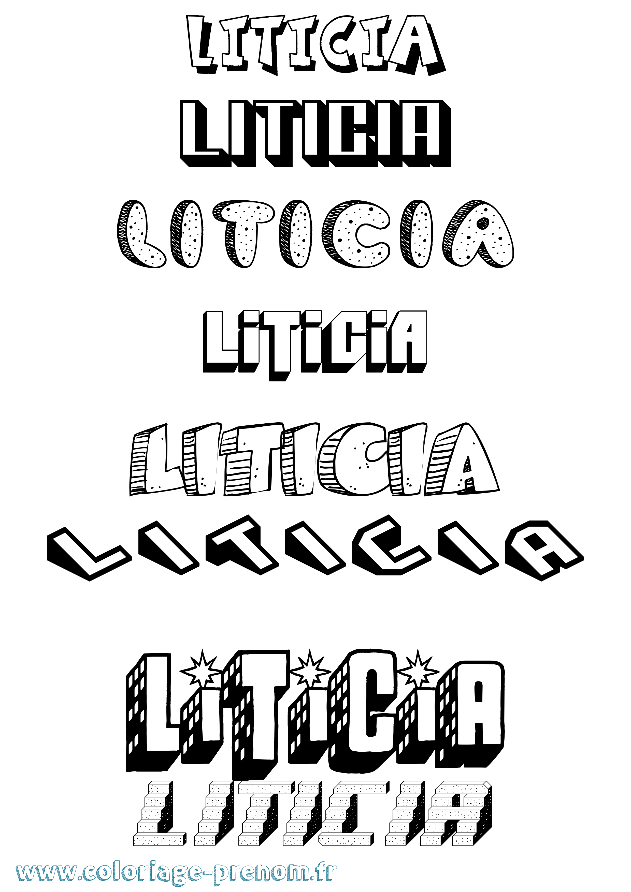 Coloriage Liticia Effet 3D Coloriage prénom Liticia Effet 3D