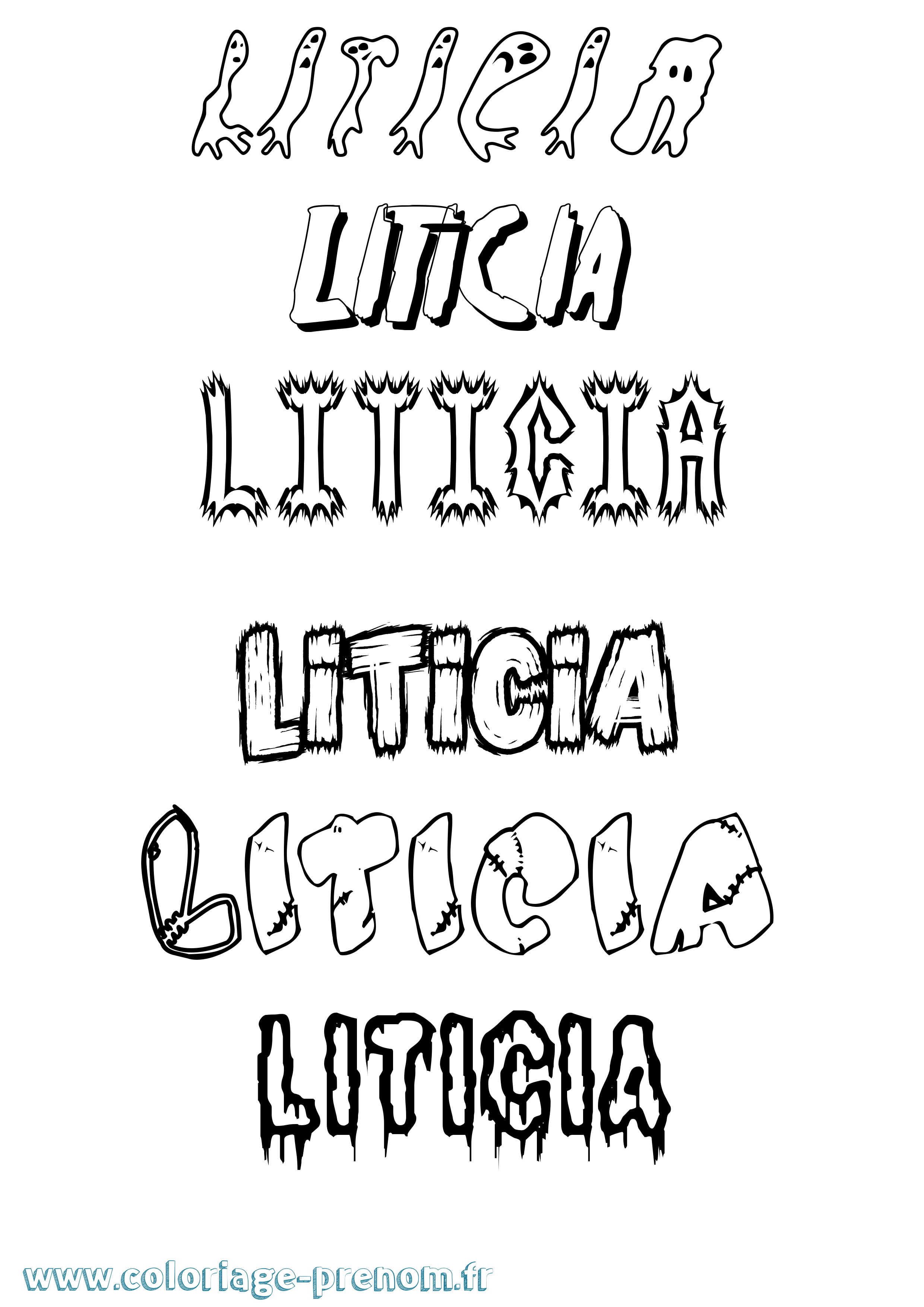 Coloriage Liticia Frisson Coloriage prénom Liticia Frisson
